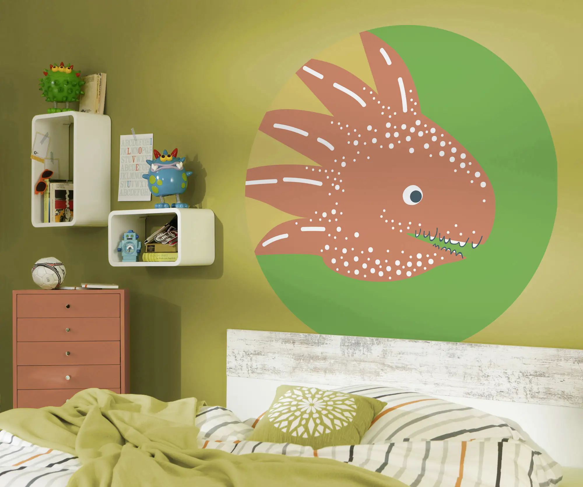 Komar Vlies Fototapete Dot Little Dino Proto Ø 128 cm, selbstklebend