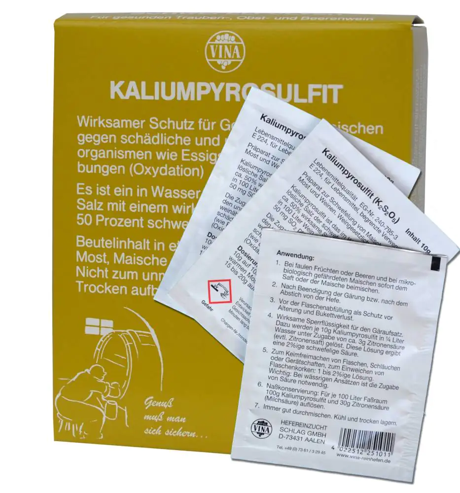 Schwefelung mit Kaliumpyrosulfit 10 x 10 g Schwefelung mit Kaliumpyrosulfit 10 x 10 g