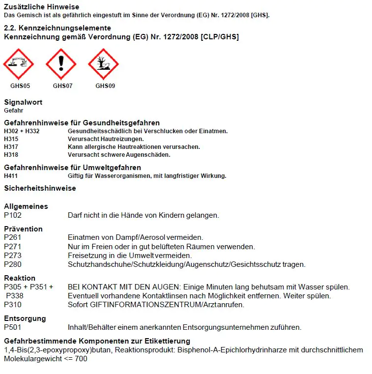 4031396154608_8 Gießharz 20 Epoxid A+B 0,85 kg MV 100:35 Gew, TZ 2 h, VH 20 mm
