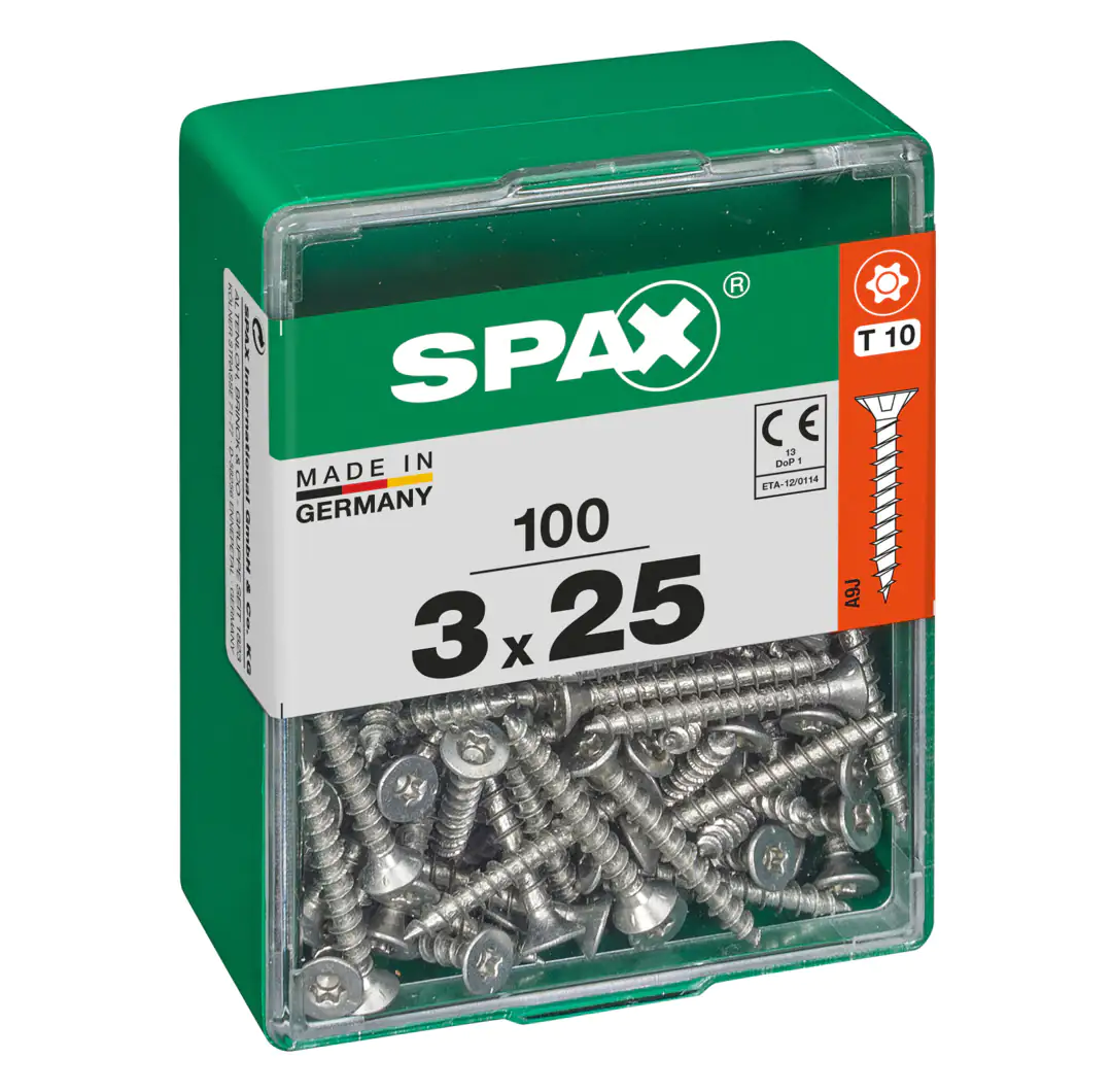 Spax Universalschrauben 3.0 x 25 mm TX 10 - 100 Stk. Spax Universalschrauben 3.0 x 25 mm TX 10 - 100 Stk.
