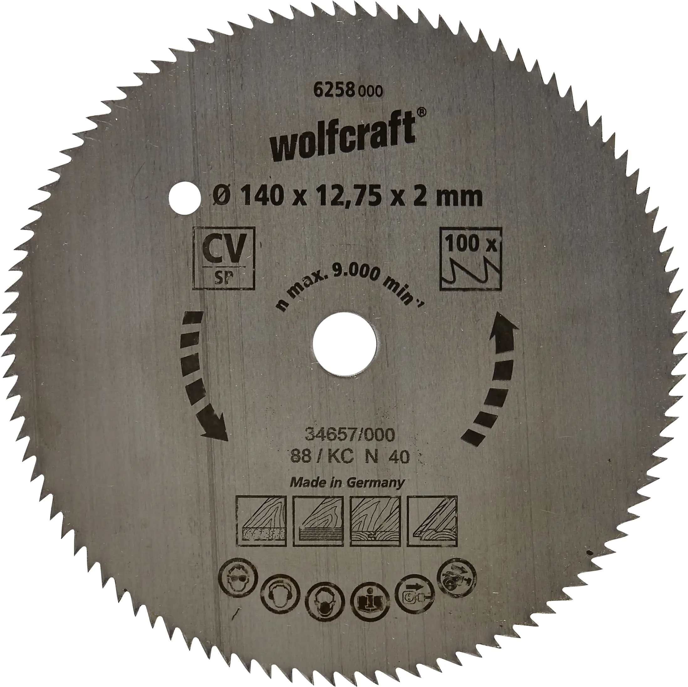 4006885625808 Wolfcraft Kreissägeblatt Ø 140 mm Bohrung Ø 12,75 mm 80 Zähne