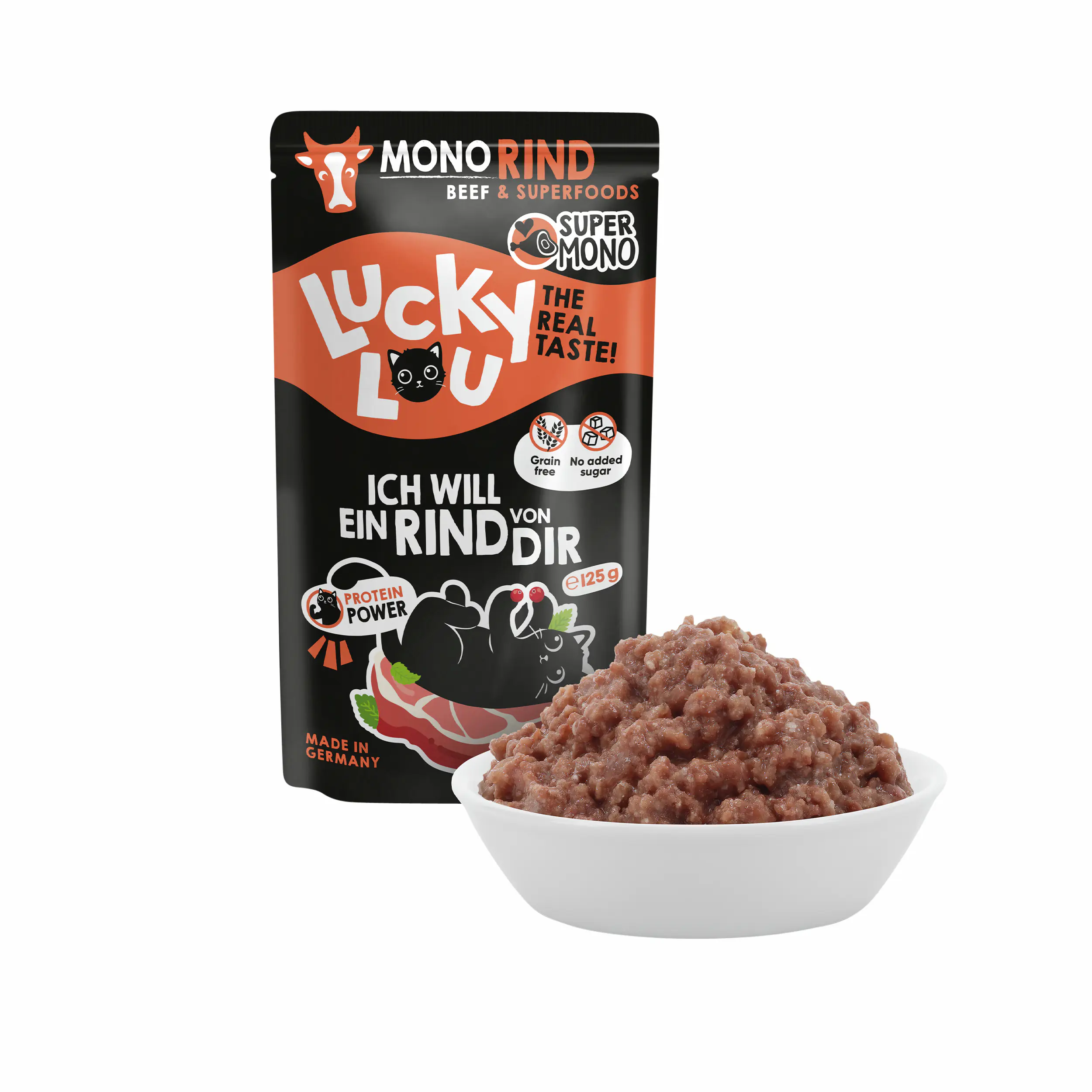 Lucky Lou SuperMono Katzennassfutter Adult getreidefrei 125 g Rind
