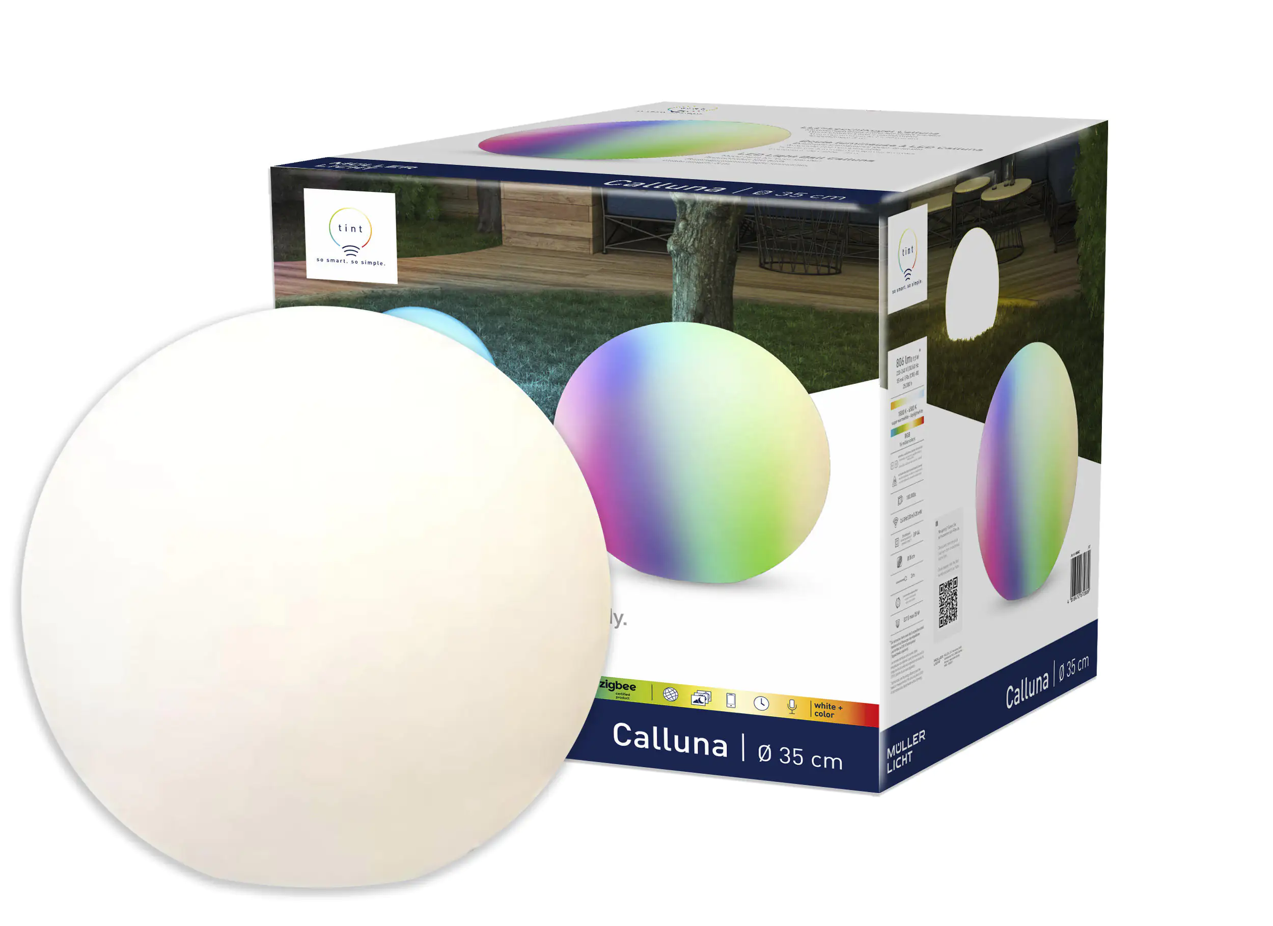 Müller Licht tint LED-Leuchtkugel Calluna Outdoor 35 cm E27 RGBW Smart