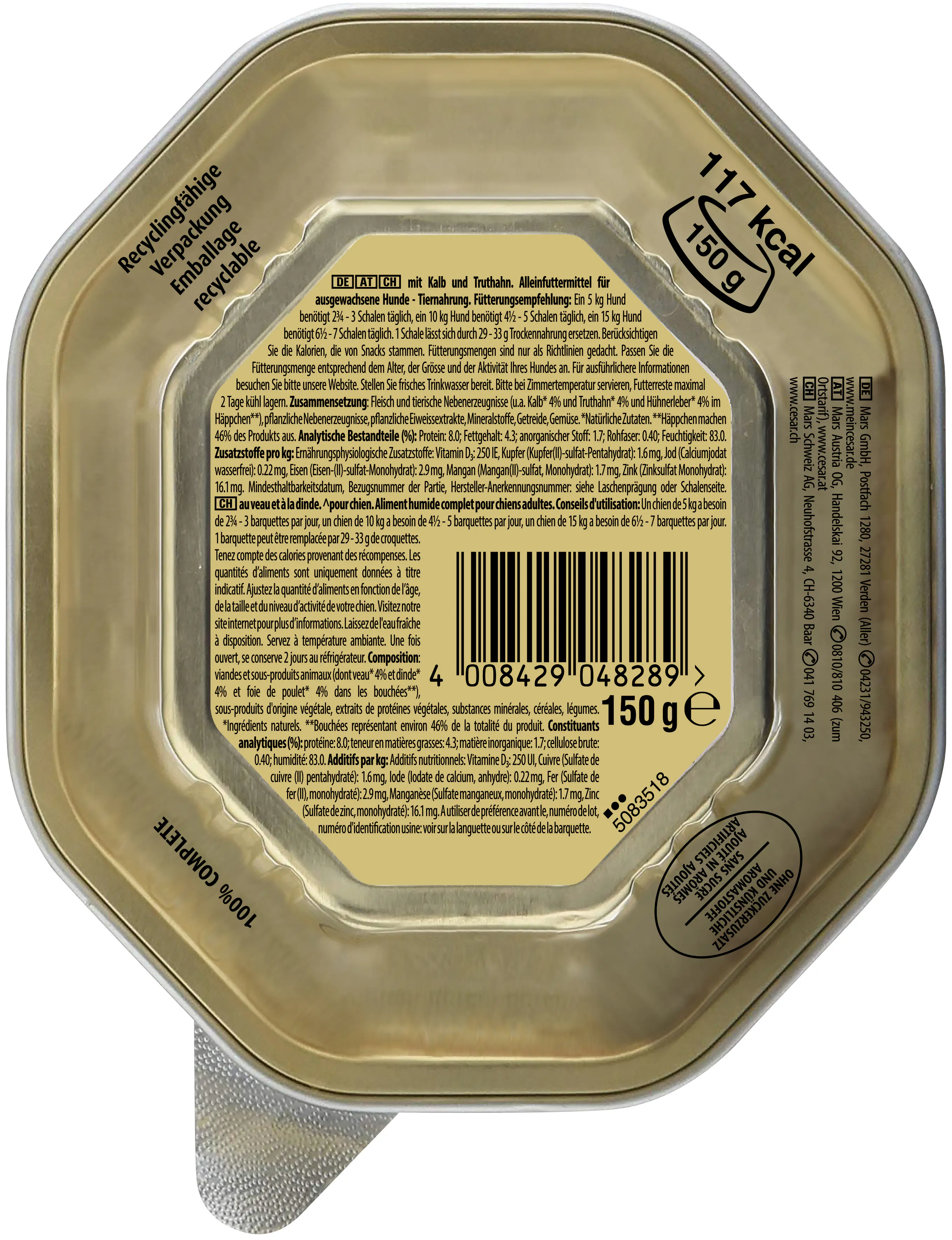 Cesar Hundenassfutter Landragout Adult 150 g Kalb & Truthahn