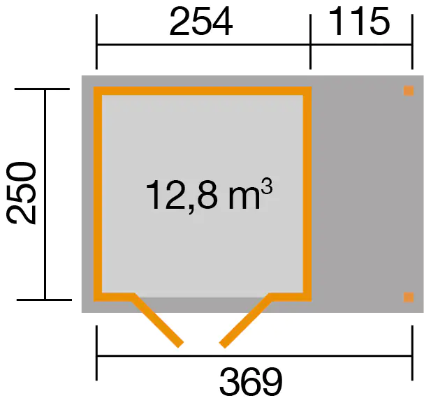 Weka Gartenhaus Mina 369 x 250 cm natur mit Fußboden