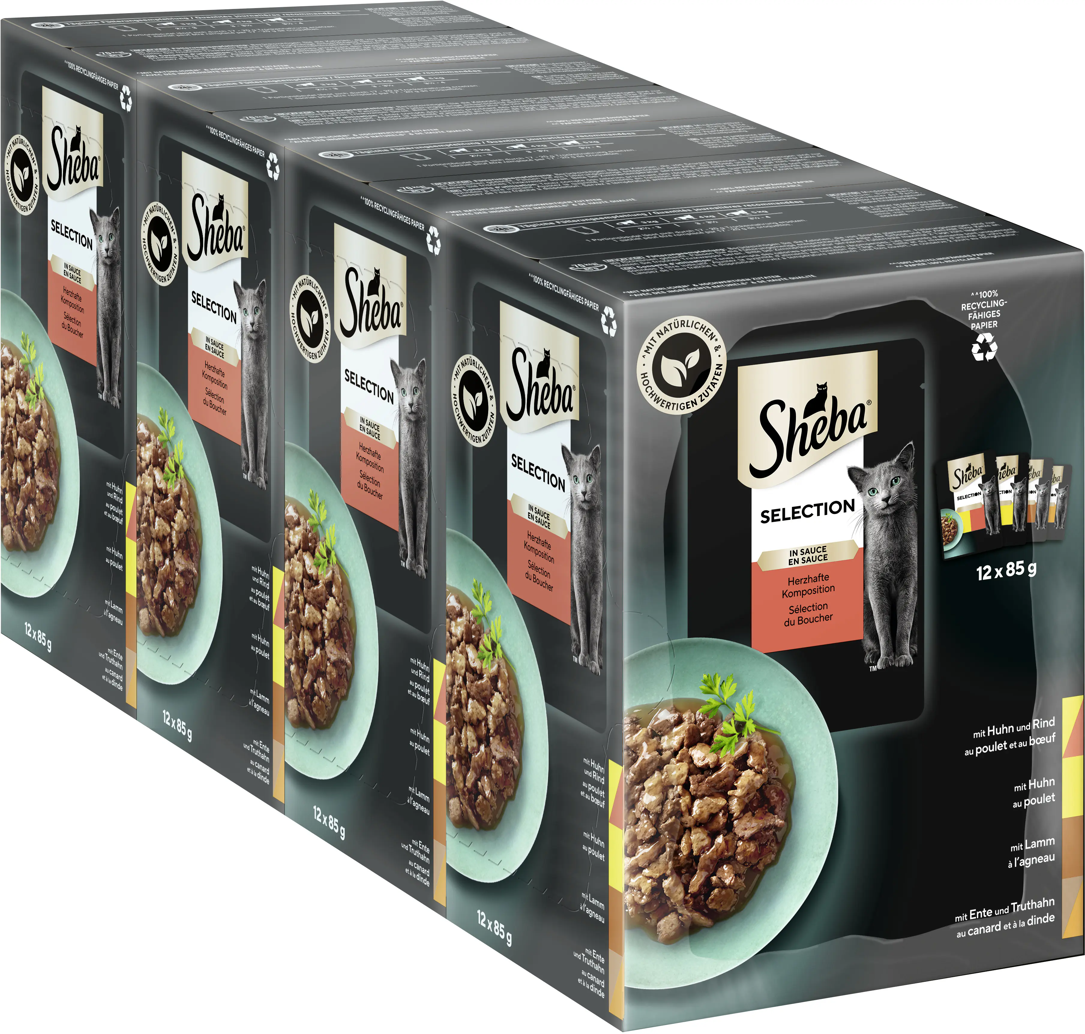 Sheba Katzennassfutter Adult 12 x 85 g Selection in Soße 