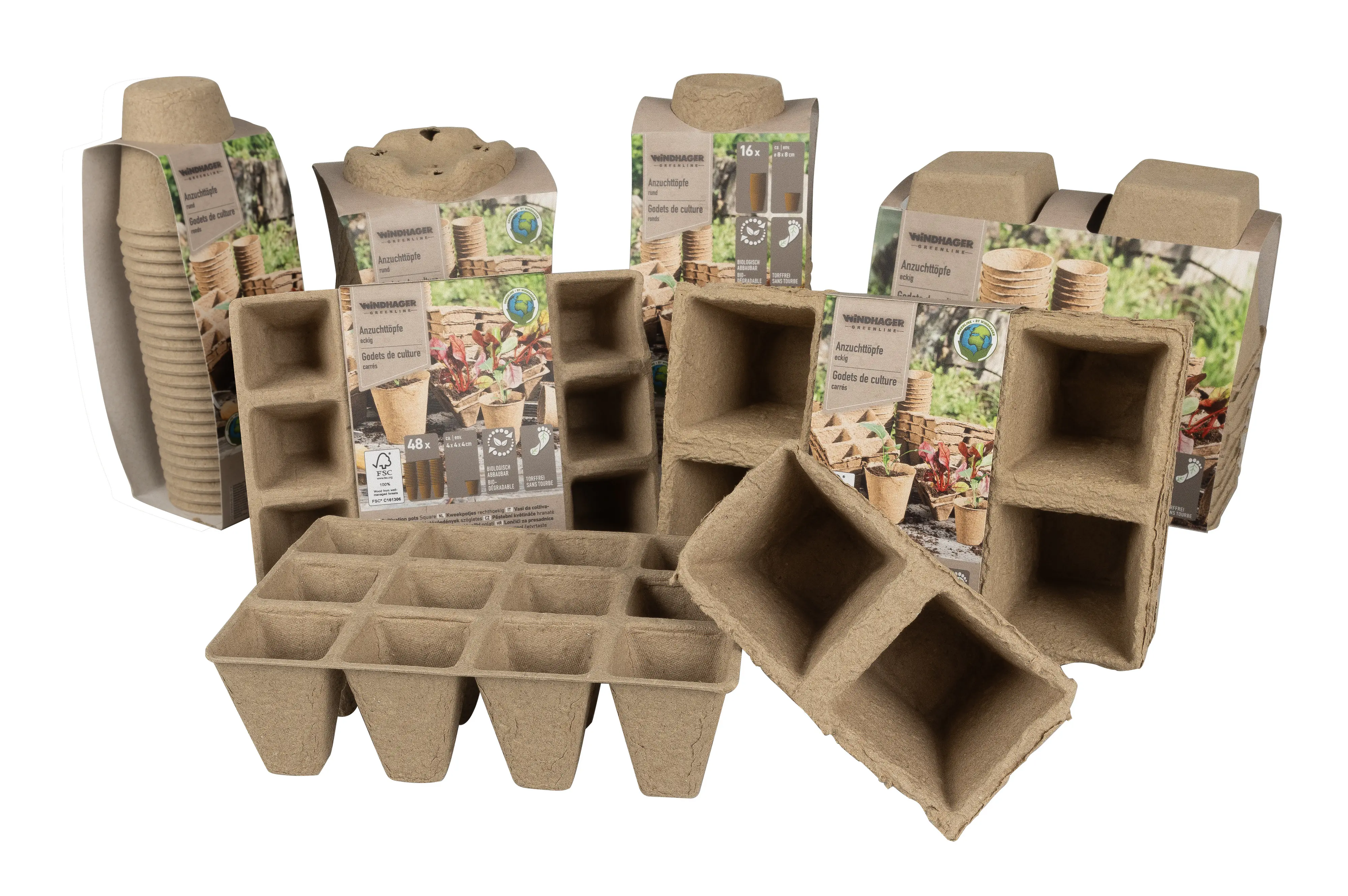 Windhager Anzucht-Töpfe 6 cm eckig 