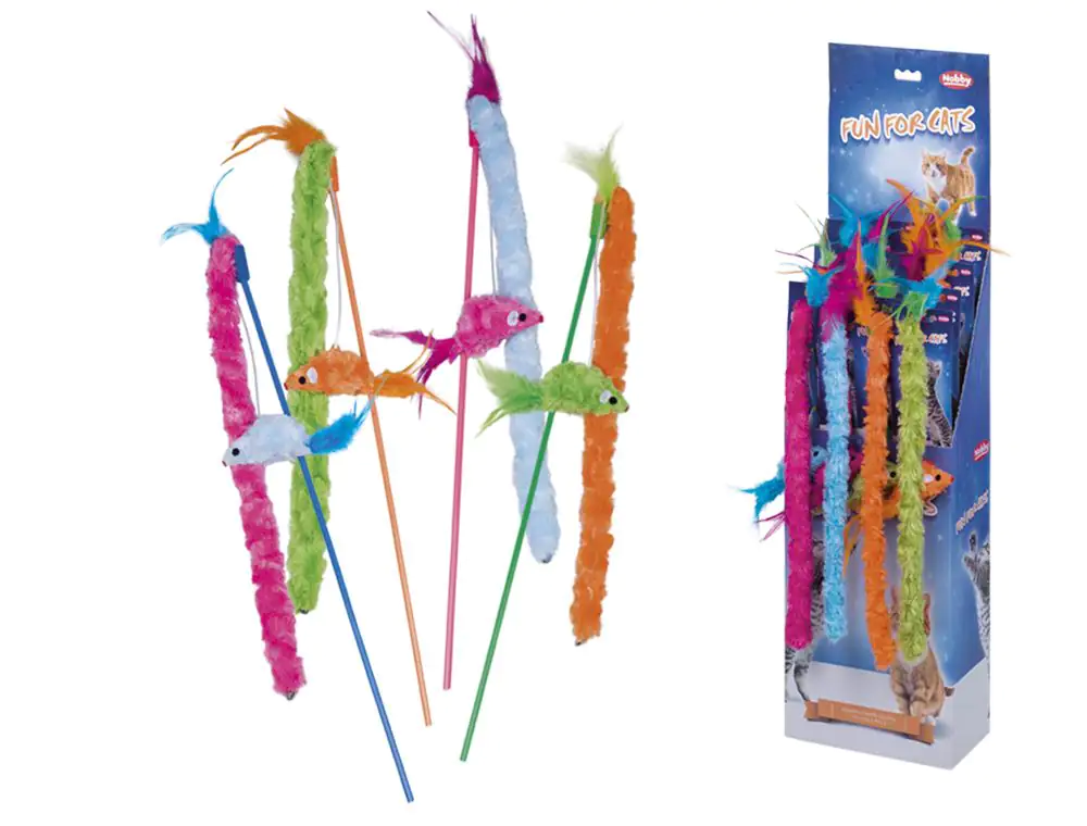 Nobby Katzenangel mit Mausspielzeug in bunt 