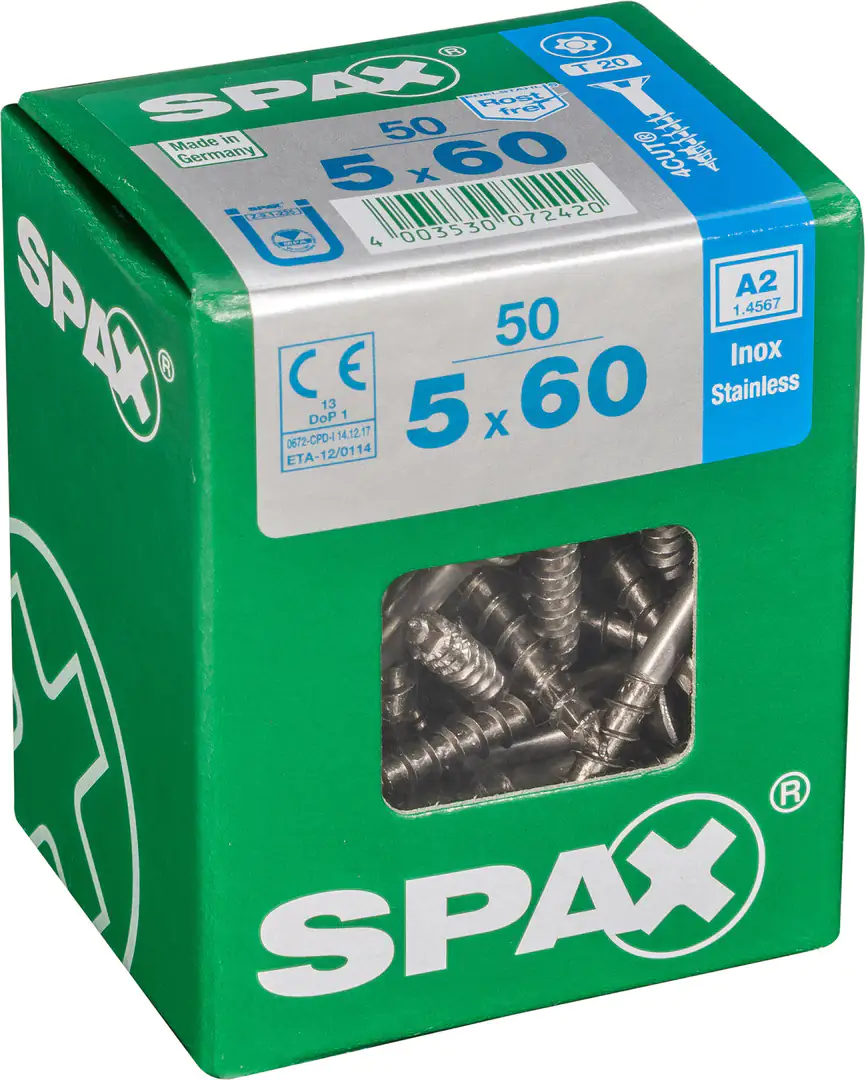 Spax Universalschrauben 5.0 x 60 mm TX 20 Senkkopf - 50 Stk.