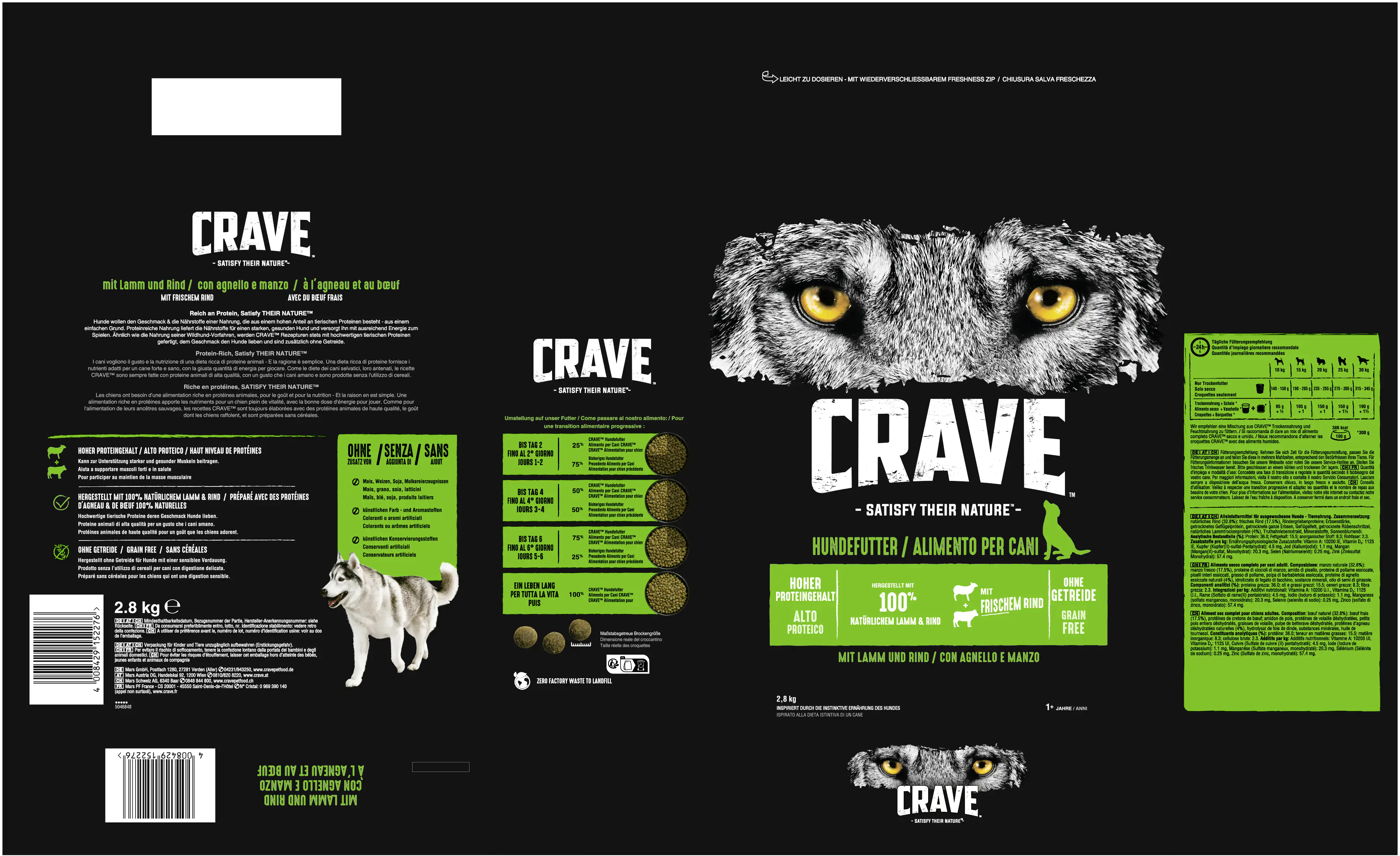 Crave Adult mit Lamm und Rind Hundefutter 2,8 kg