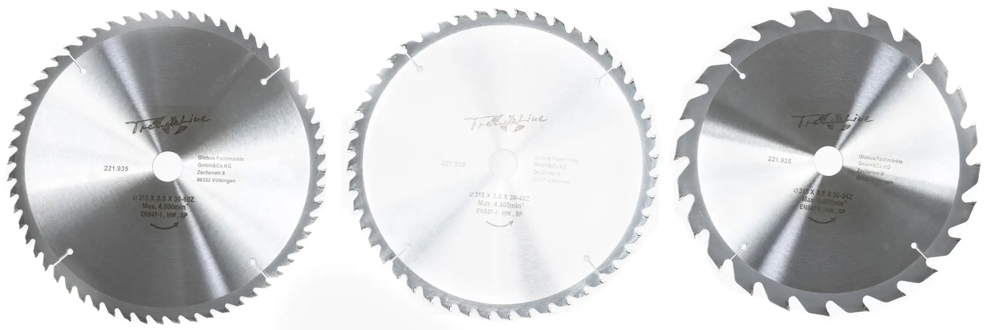 TrendLine HM-Kreissägeblätter Ø 315 mm Bohrung Ø 30 mm 3-teilig