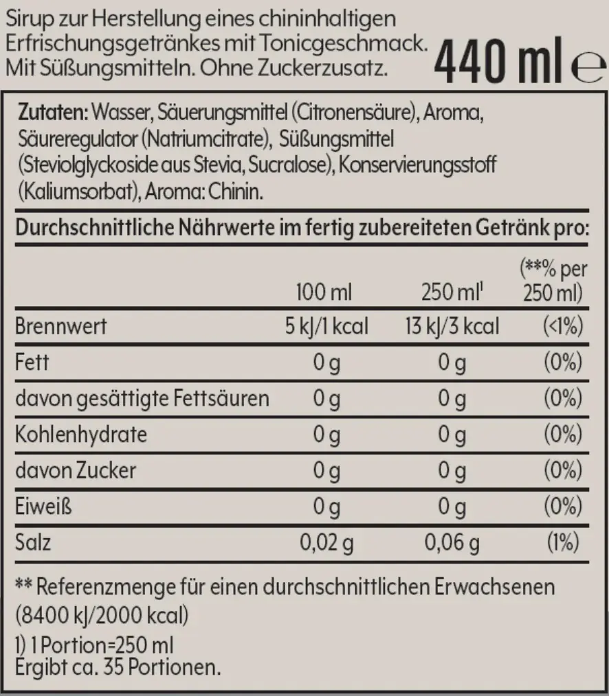 Sodastream Sirup Tonic ohne Zucker 440ml