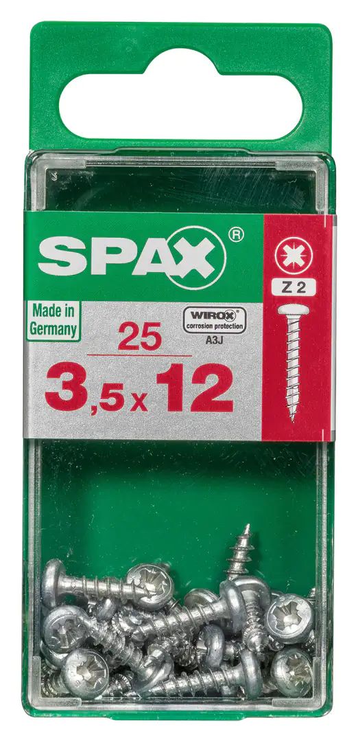 Spax Universalschrauben 3.5 x 12 mm TX 20 Rundkopf - 25 Stk. Spax Universalschrauben 3.5 x 12 mm TX 20 Rundkopf - 25 Stk.