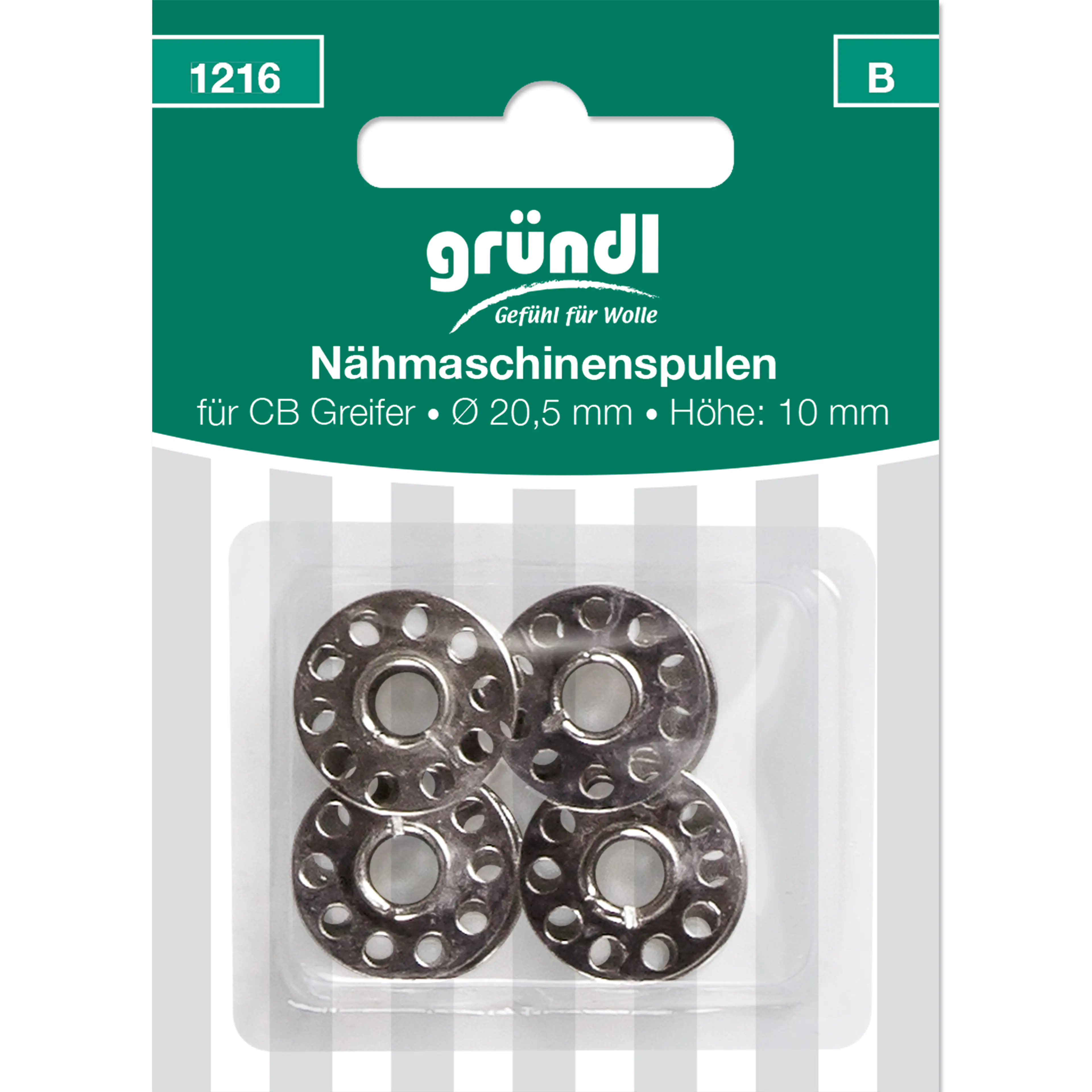 Gründl Nähmaschinenspule CB Greifer Metall 10 x 20,5 mm 4 Stück