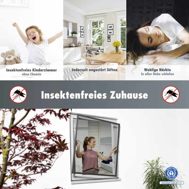 Primaster Fliegenschutz-Teleskopfenster 130 x 150 cm anthrazit/anthrazit kürzbar