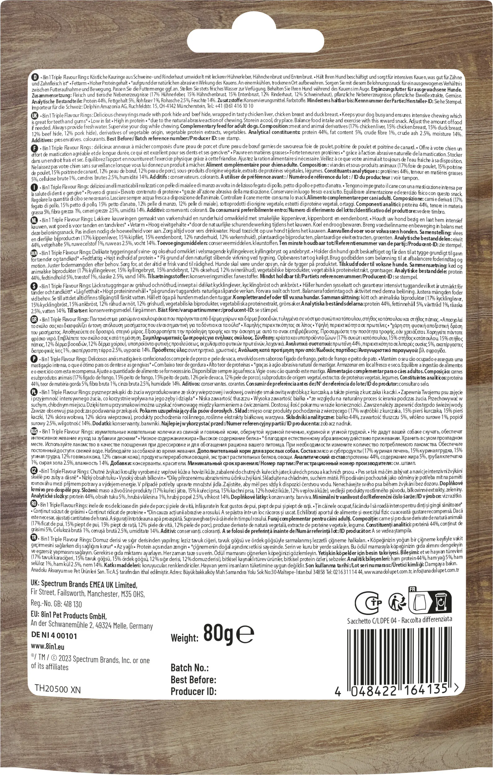 8in1 Hundeleckerli Triple Flavour Rings Mini 80 g