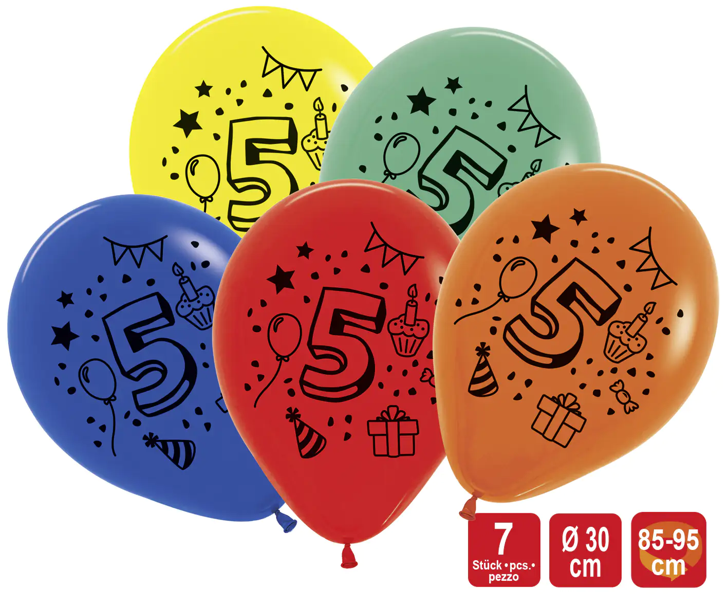 4002727124157 TIB Heyne Luftballon Zahl 5 7 Stück