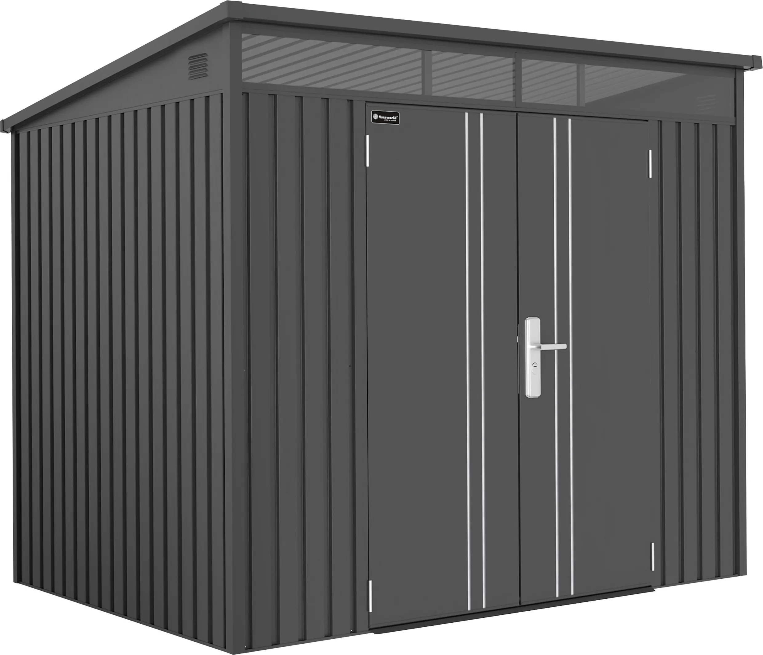 Floraworld Gerätehaus Premium schwarz-metallic 244 x 200 x 201 cm