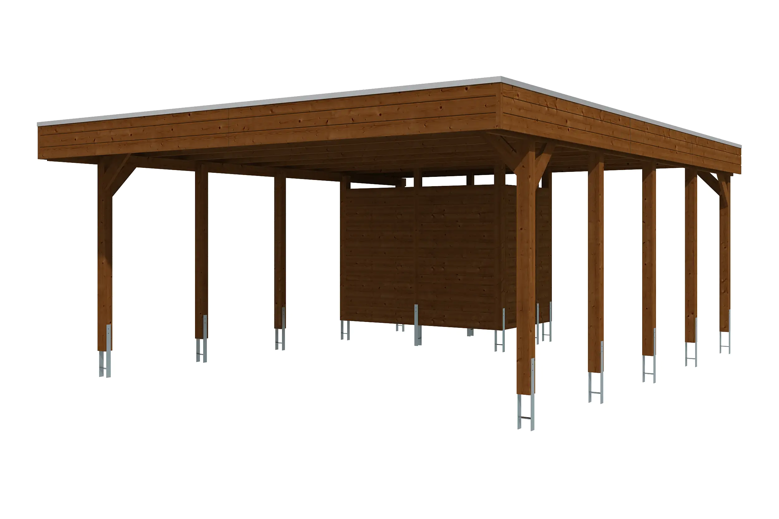 SKAN HOLZ Carport Friesland Set 4 557 x 708 cm, lasiert in Nussbaum