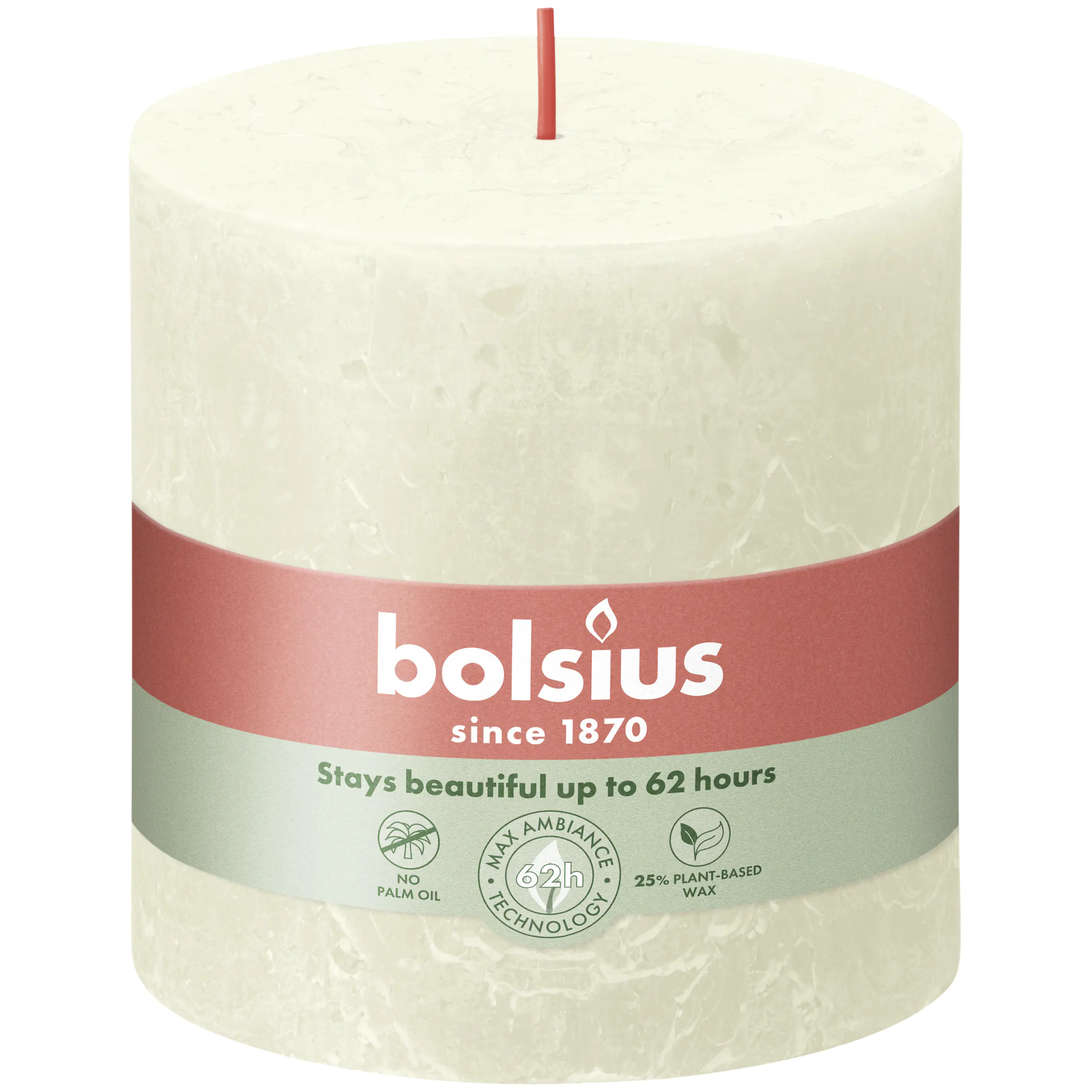 Bolsius Rustik Stumpenkerze weiche perle, Höhe: 10 cm, Ø 10 cm