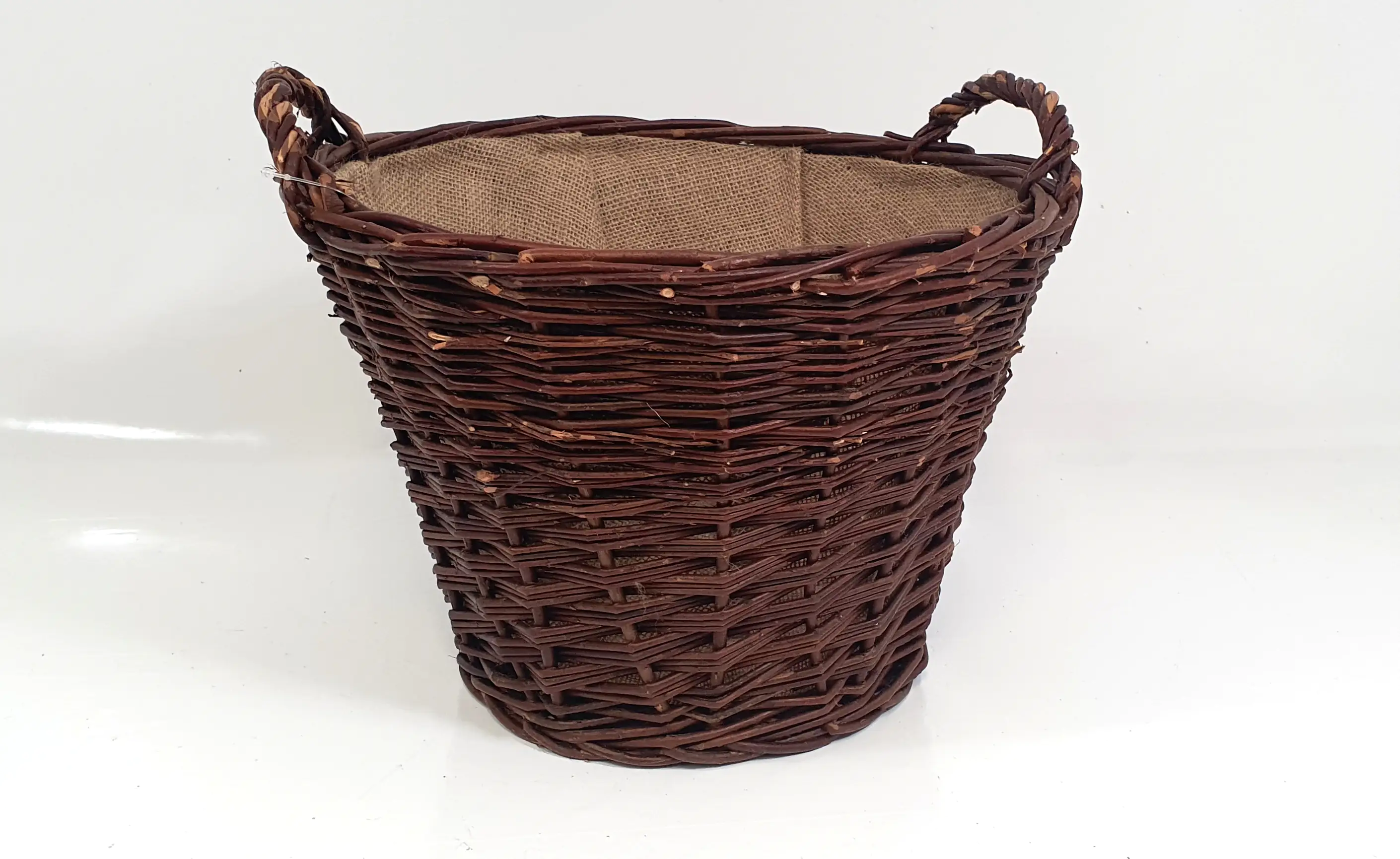 Aufbewahrungskorb Kiepe braun mit Jute klein Aufbewahrungskorb Kiepe braun mit Jute klein