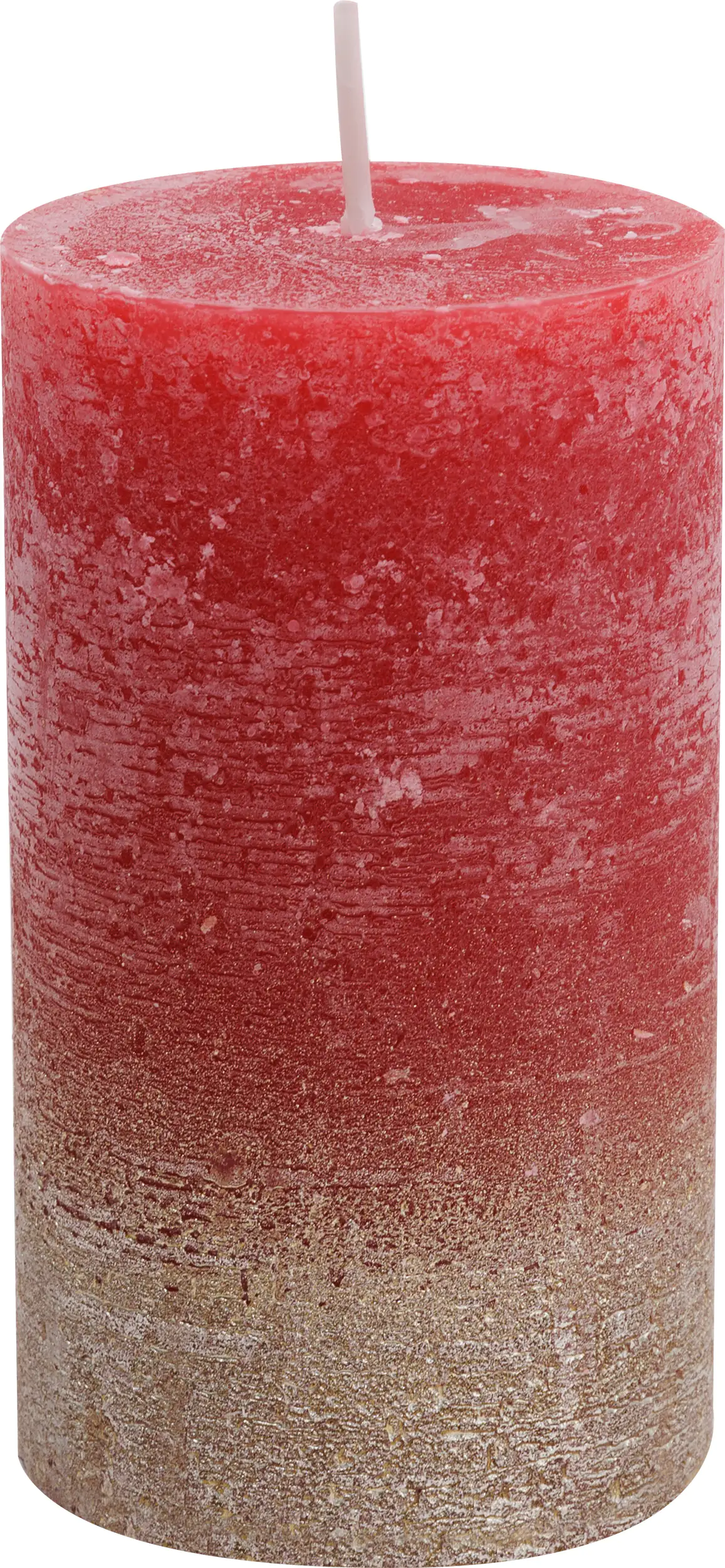 House of Rustic Kerze ruby rot mit gold Streifen Ø 6,8 x 12 cm
