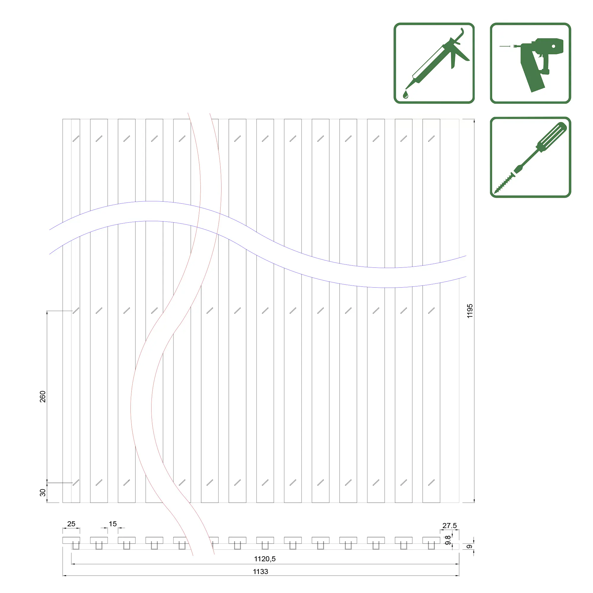 Neuhofer Akustikpaneele Dubai 119,5 x 113,3 x 1,9 cm