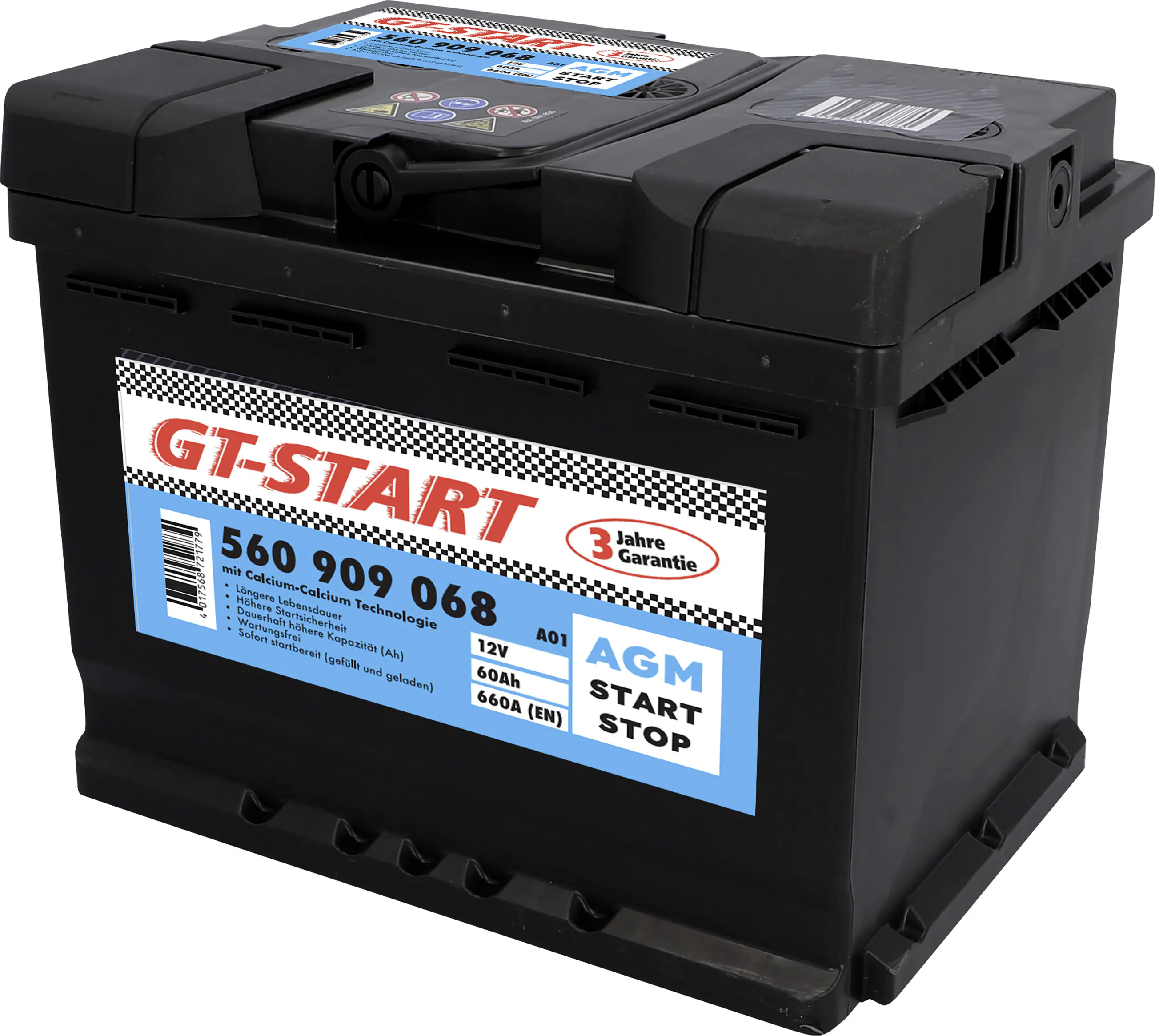 GT-Start Starterbatterie AGM 60Ah 660A  GT-Start Starterbatterie AGM 60Ah 660A