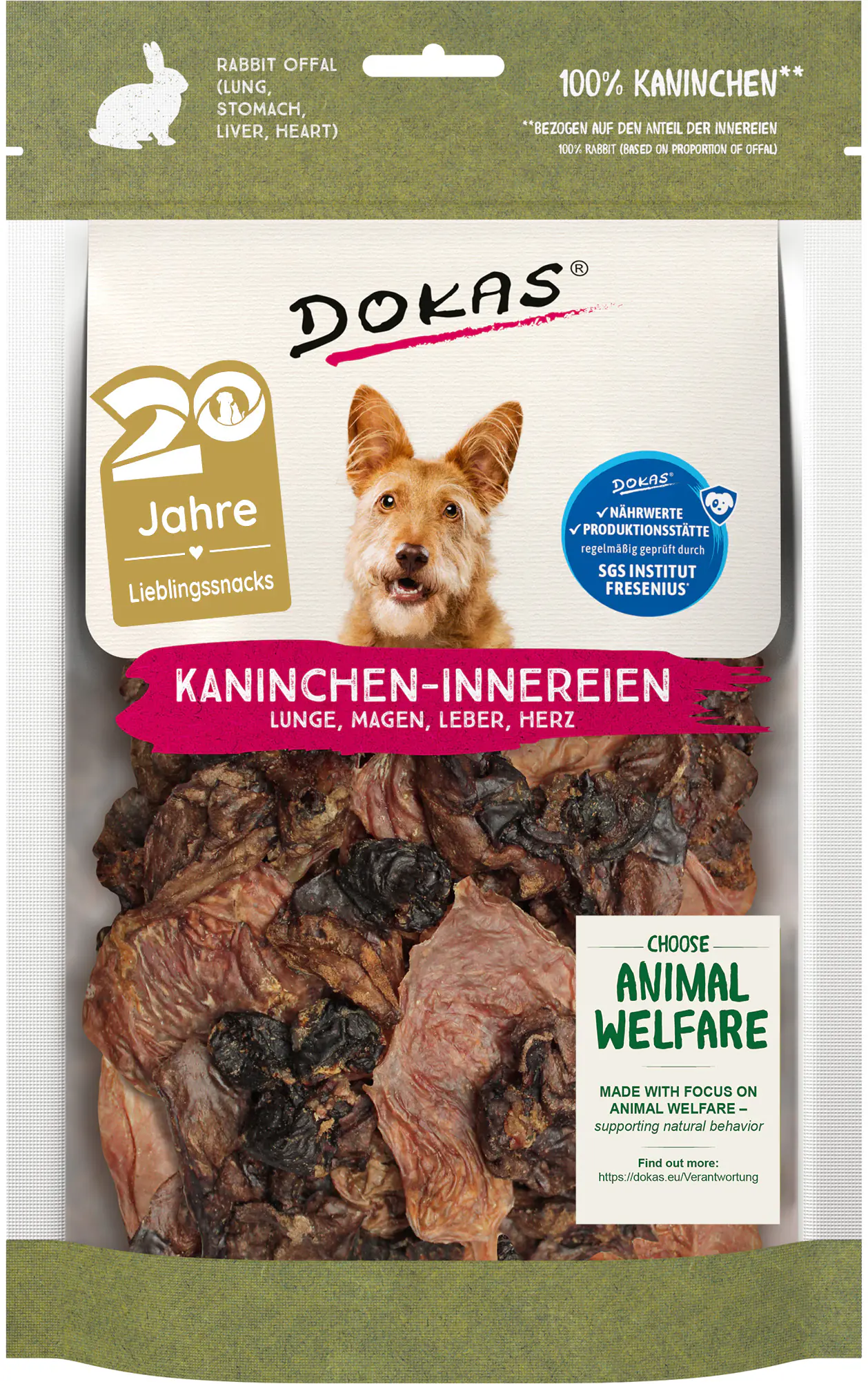 Dokas Hundesnack Adult Kauchips getreidefrei 100 g Kaninchen-Innereien