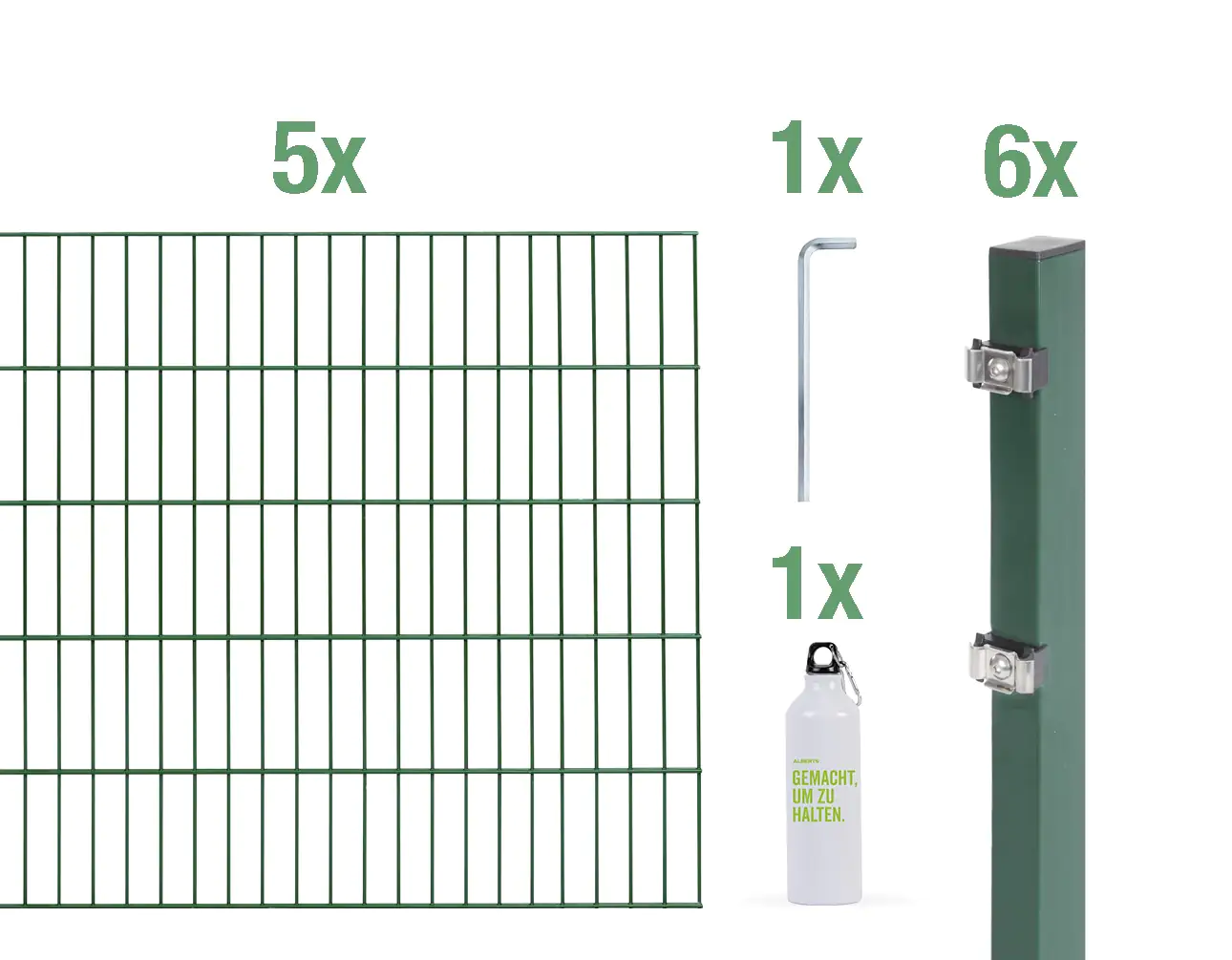 Alberts Komplettset Doppelstabmatten 10 m 100 cm 6/5/6 grün