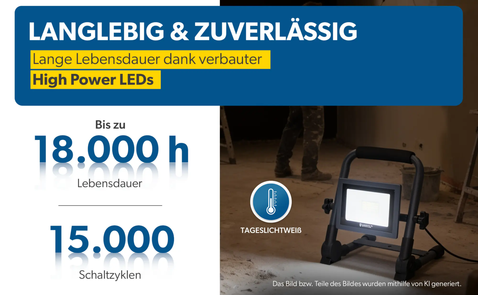 UniTec LED Baustrahler anthrazit tragbar 14 W 1700 lm