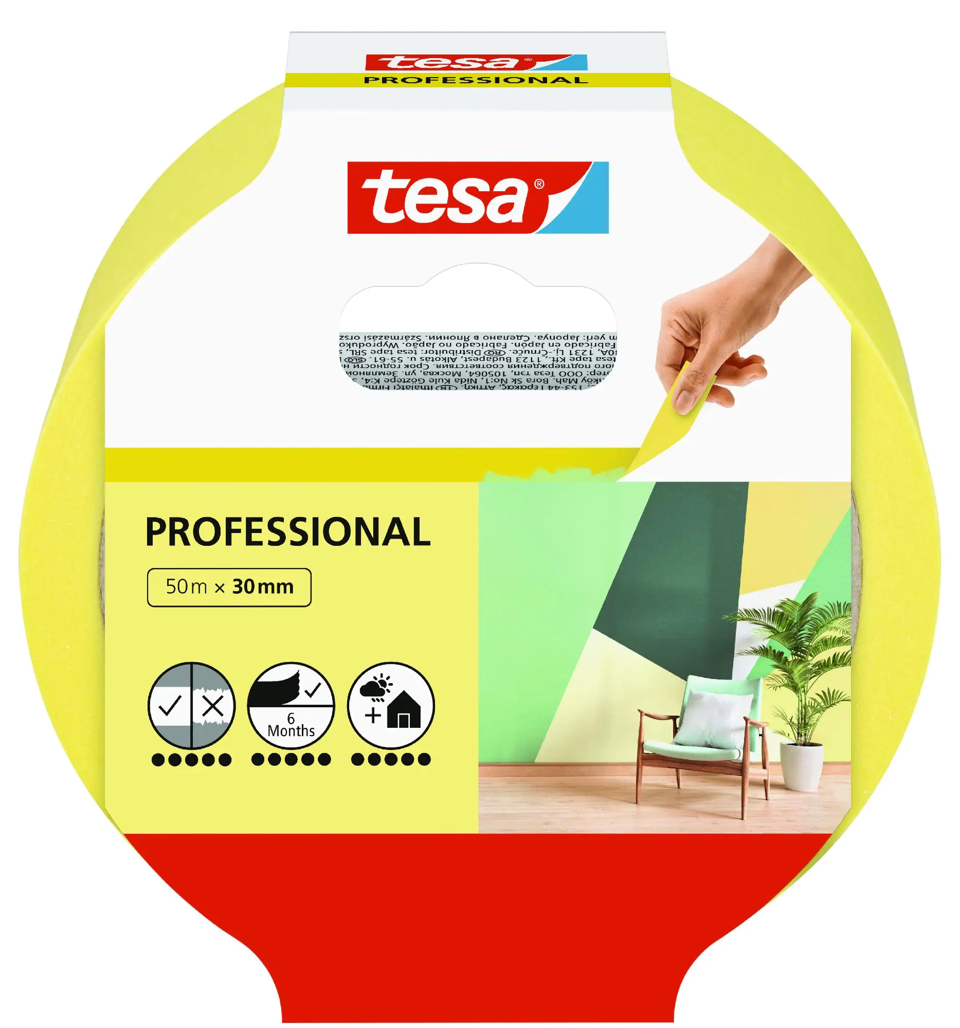 tesa Malerband Professional 50 m x 30 mm, gelb tesa Malerband Professional 50 m x 30 mm, gelb