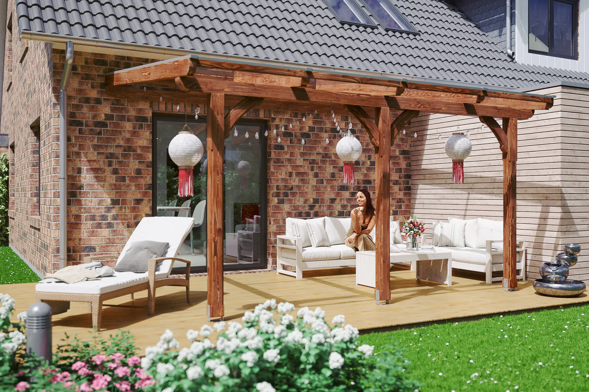 4018211005840 SKAN HOLZ Terrassenüberdachung Rimini 434 x 250 cm Douglasie