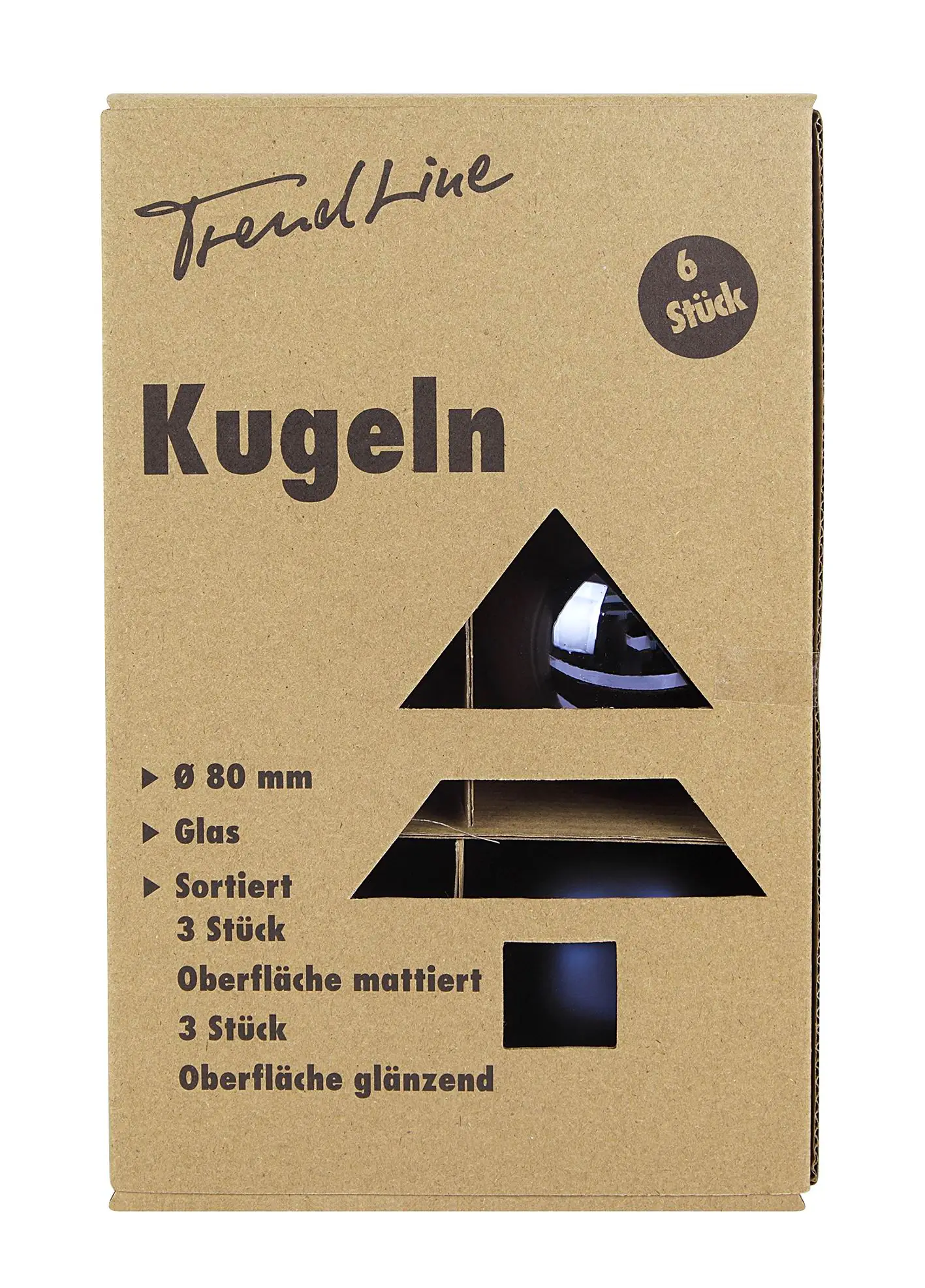 TrendLine Weihnachtskugeln aus Glas Ø 8 cm nachtblau 6 Stück