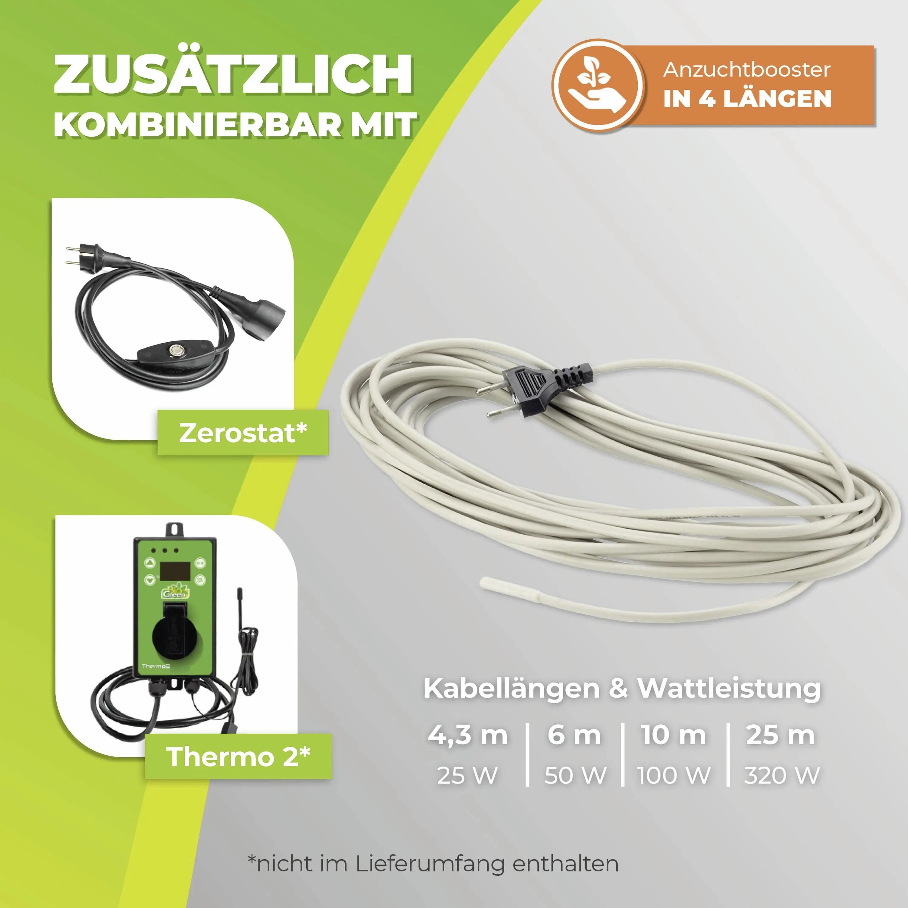 BioGreen Bodenheizkabel für Pflanzen weiß 25 m 320 W