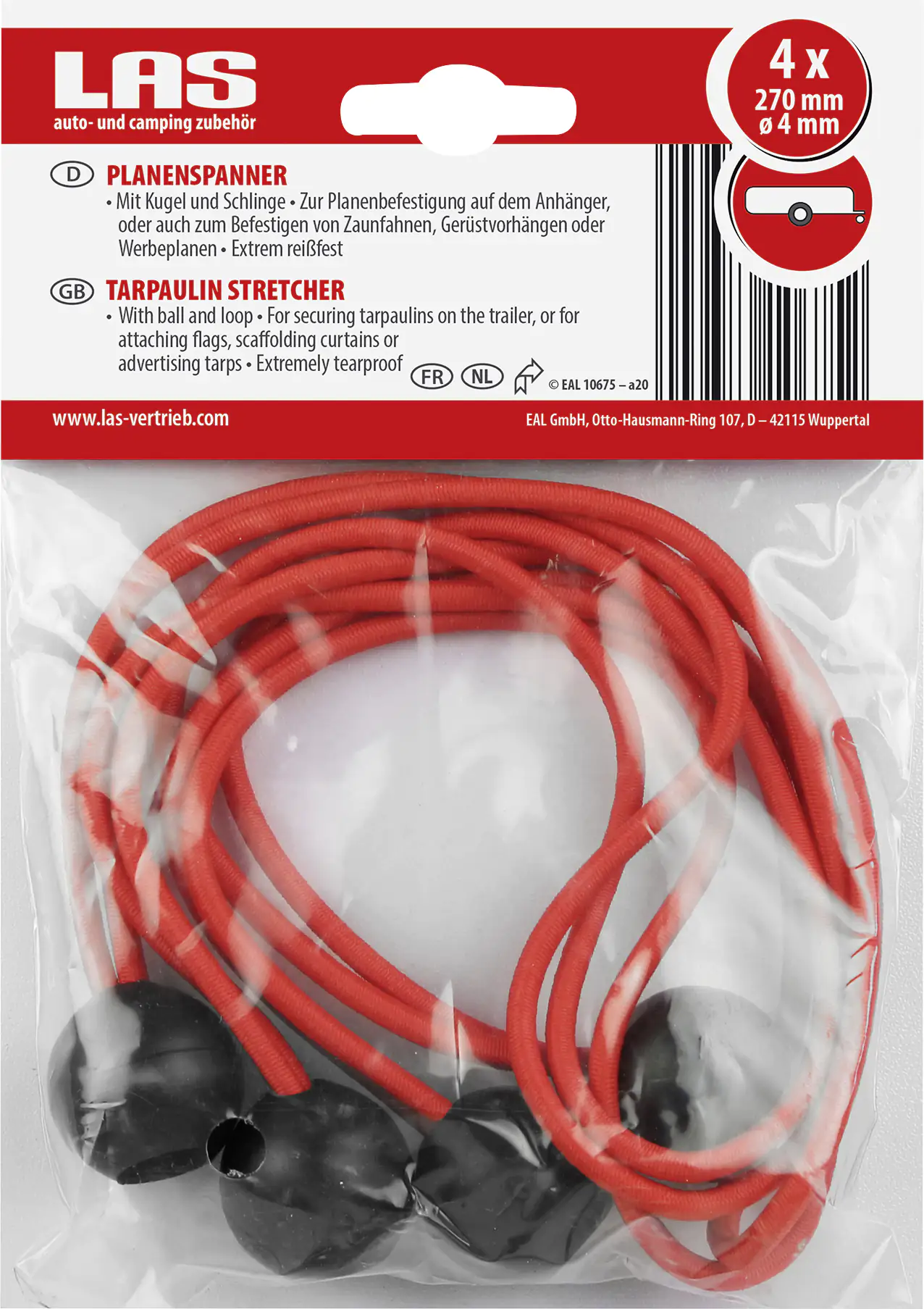 LAS Planenspanner mit Kugel und Schlinge 4 Stück