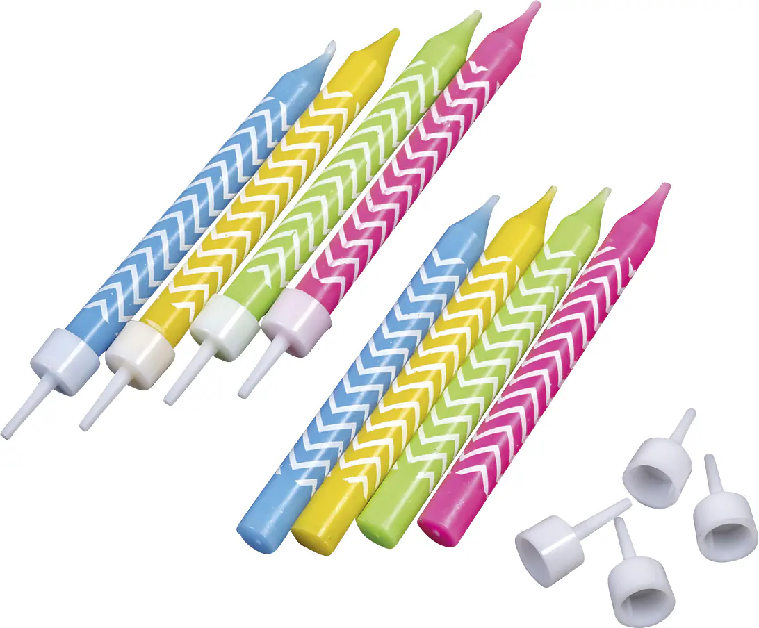 TIB Heyne Geburtstagskerzen mit Halter 8 Stück