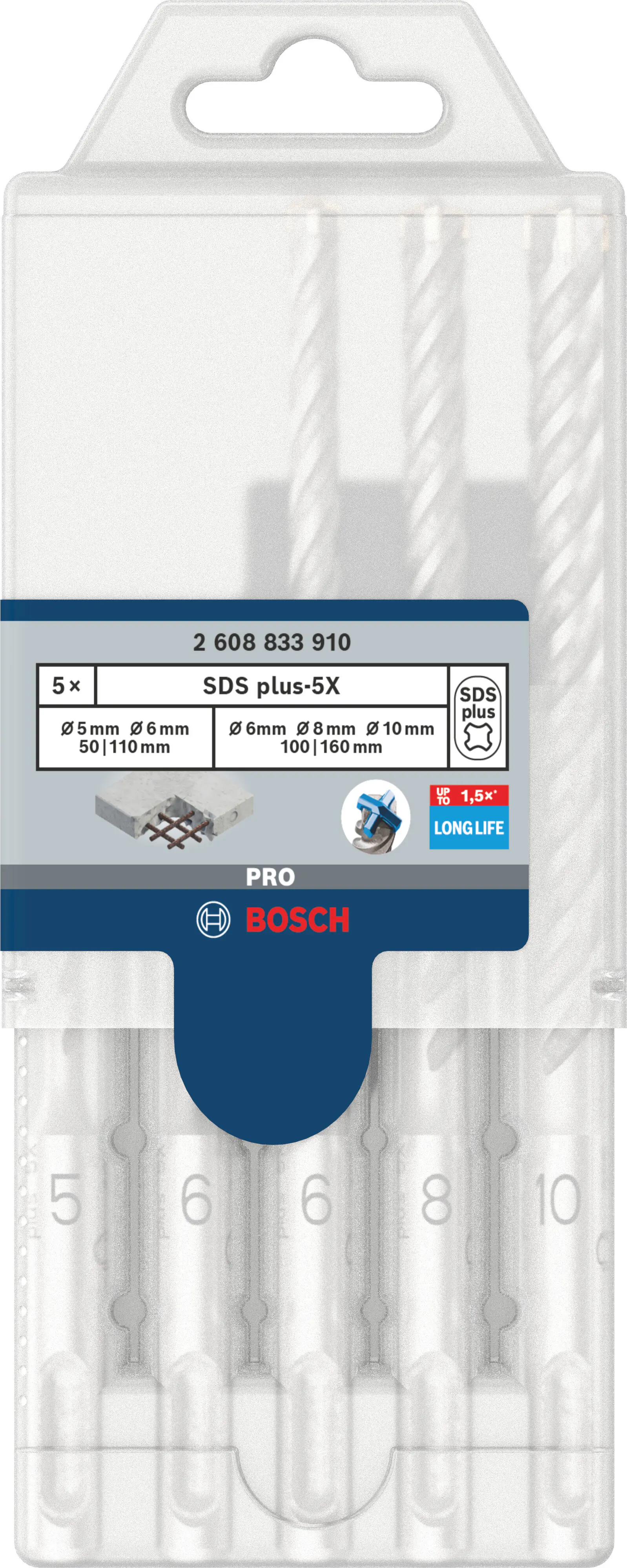 Bosch PRO Hammerbohrer-Set SDS plus-5X Ø 5/6/6/8/10 mm 5-tlg.