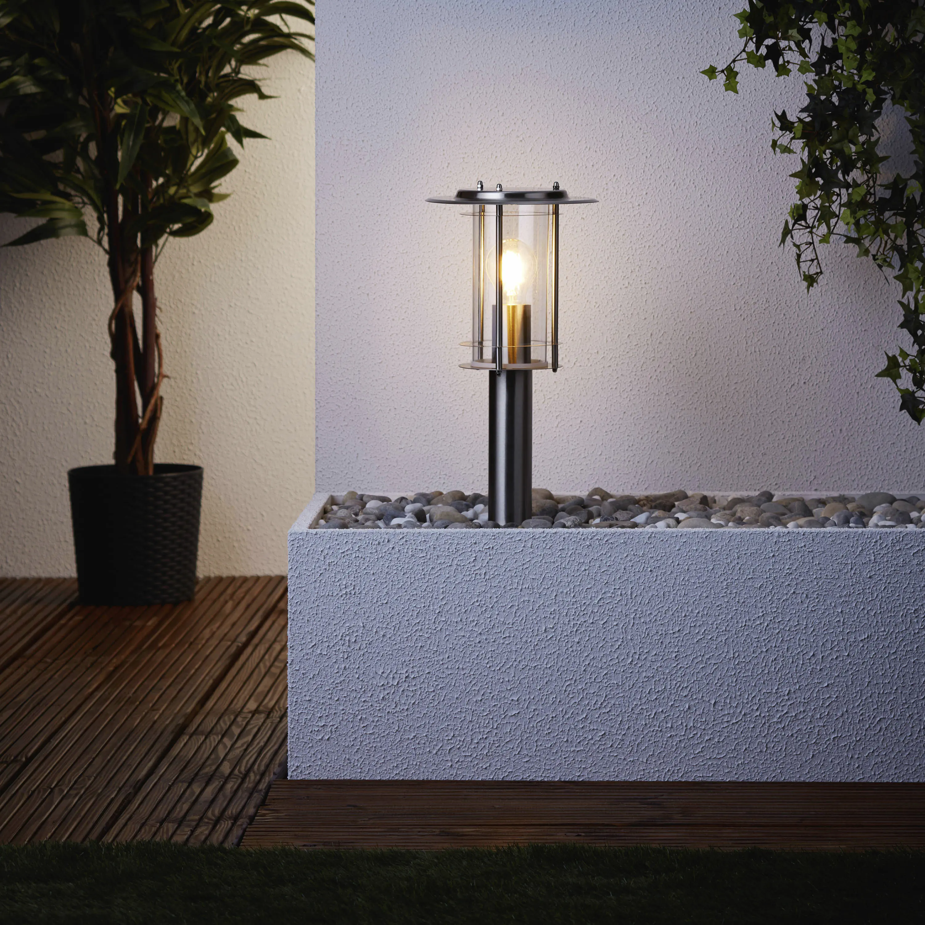 Brilliant Sockelleuchte York edelstahl 40 x 20 cm E27, max. 40 W, dimmbar