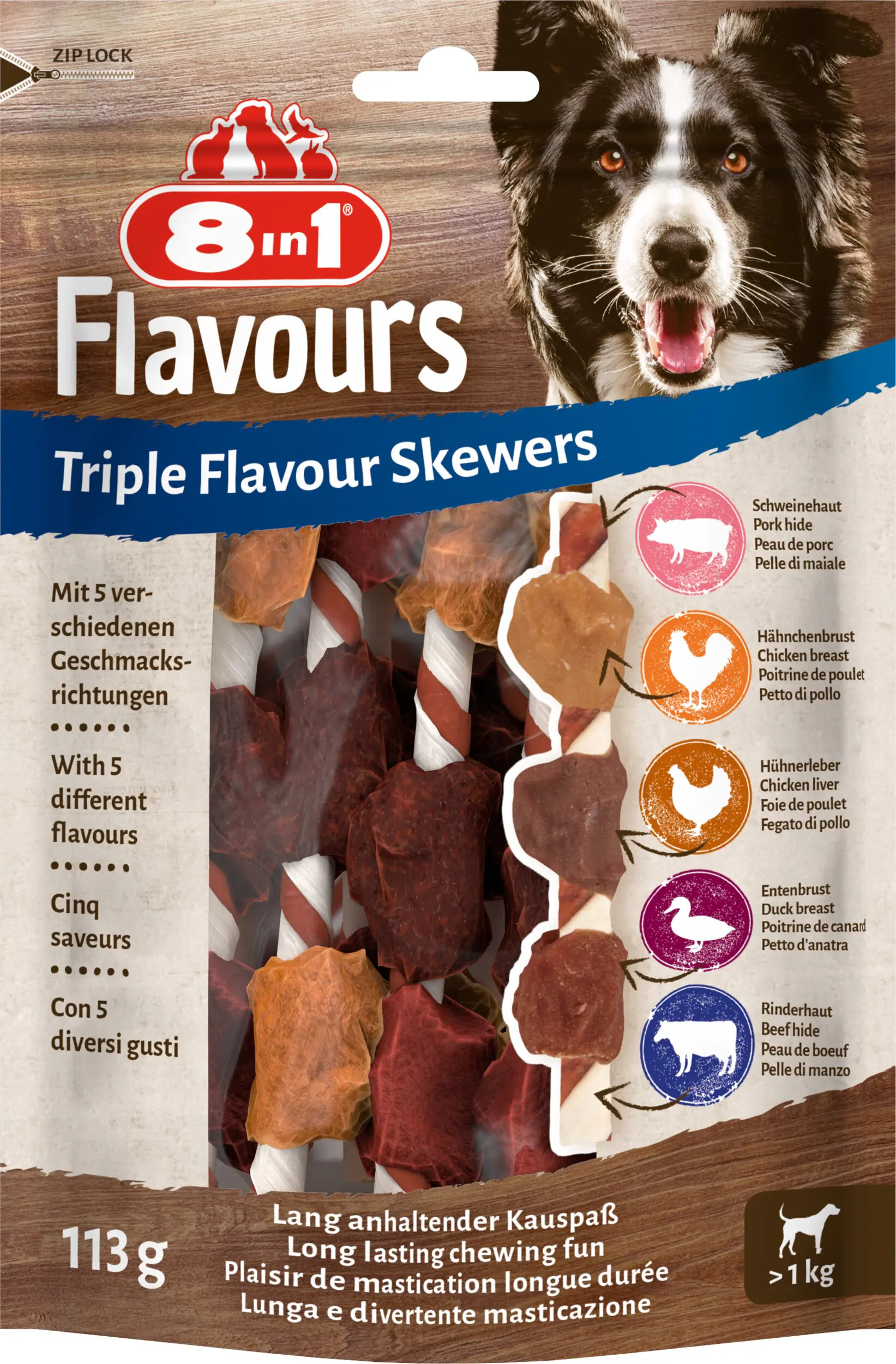 8in1 Flavours Kaustange Triple Flavour Skewers 113 g