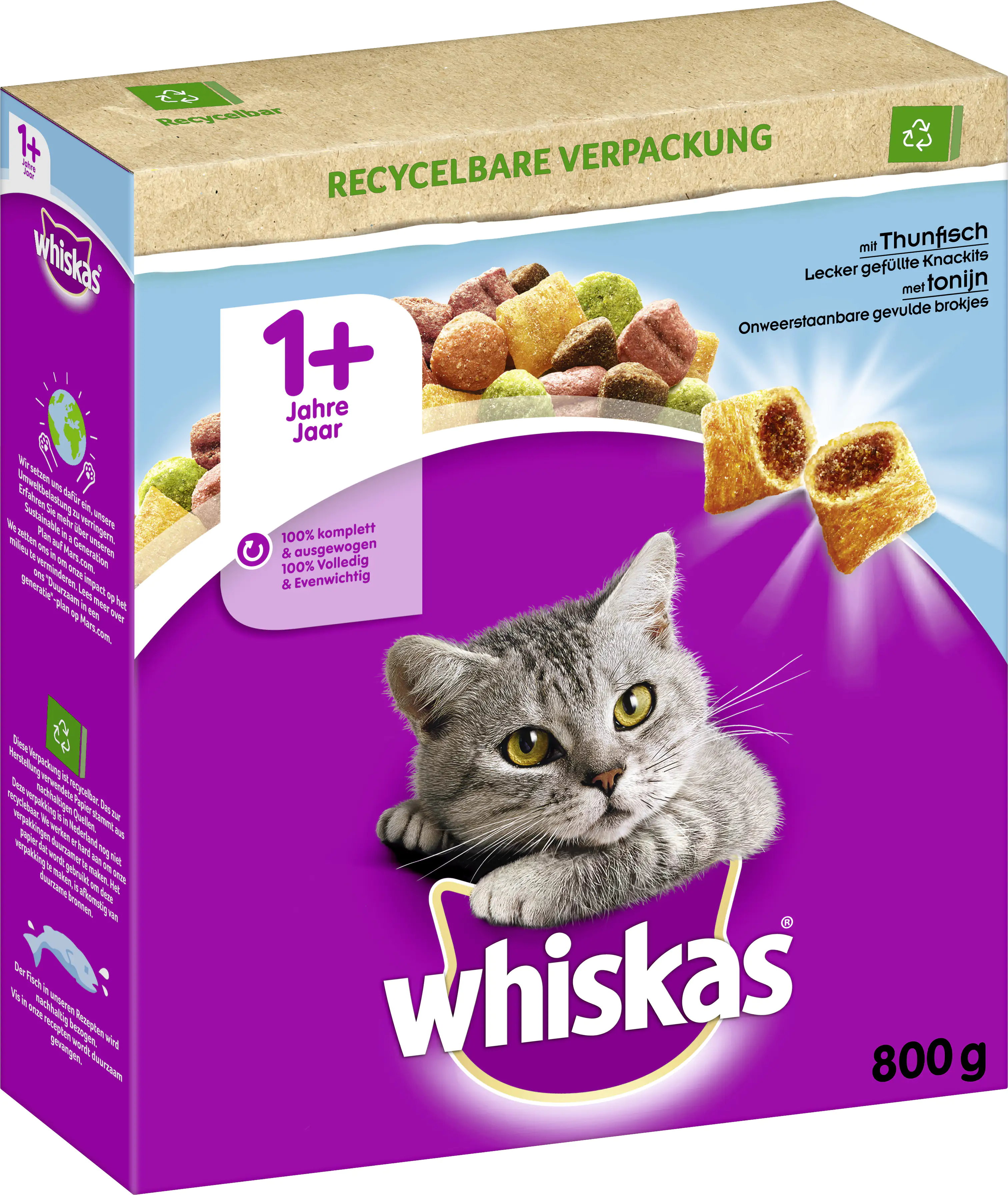 Whiskas Trockenfutter 1+ mit Thunfisch 800 g