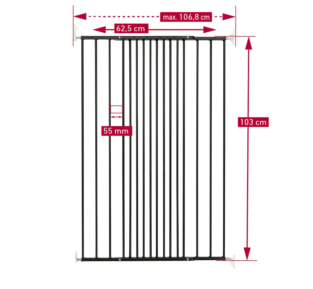 DOLLE Tierschutzgitter einstellbar 62,5 - 106,8 cm, anthrazit