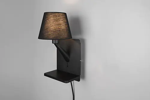 Trio Leuchten LED Wandleuchte Comfort E14 schwarz matt Metall/Stoff Trio Leuchten LED Wandleuchte Comfort E14 schwarz matt Metall/Stoff