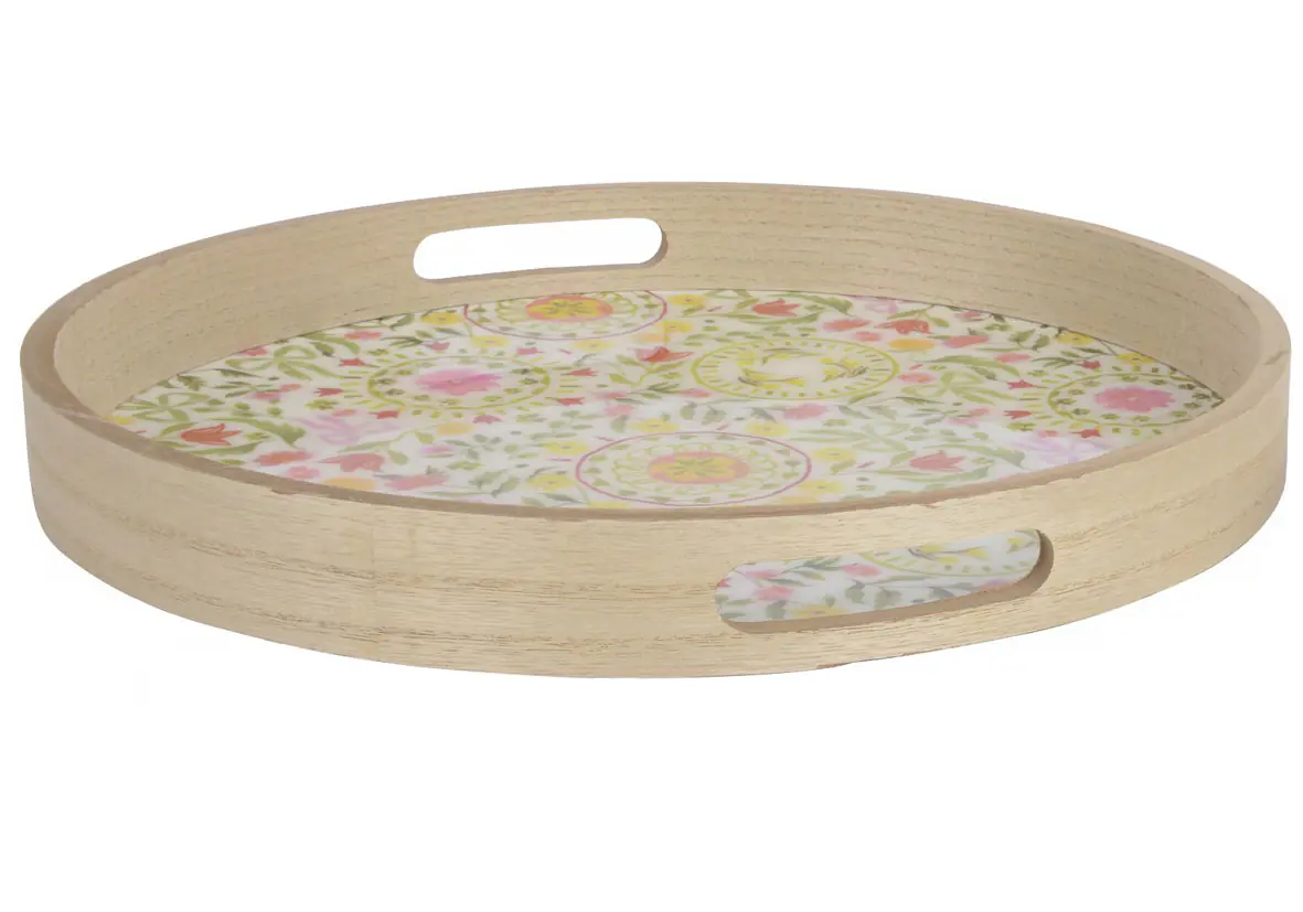 Decoris Tablett Ø 35 x 4 cm weiß-bunt