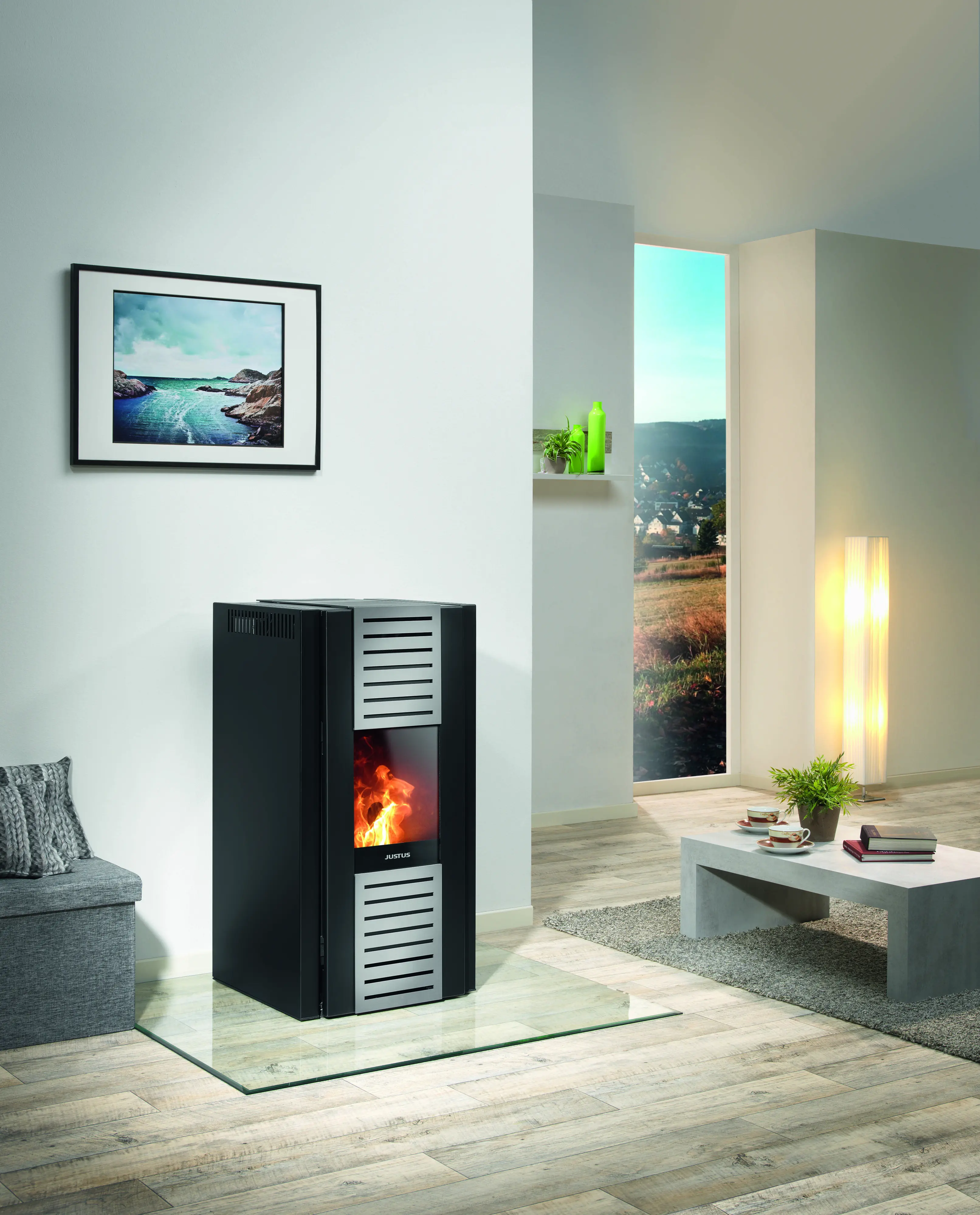 Justus Pelletofen Sirkos Aqua 2.0 Stahl schwarz 2,5 - 9,4 kW