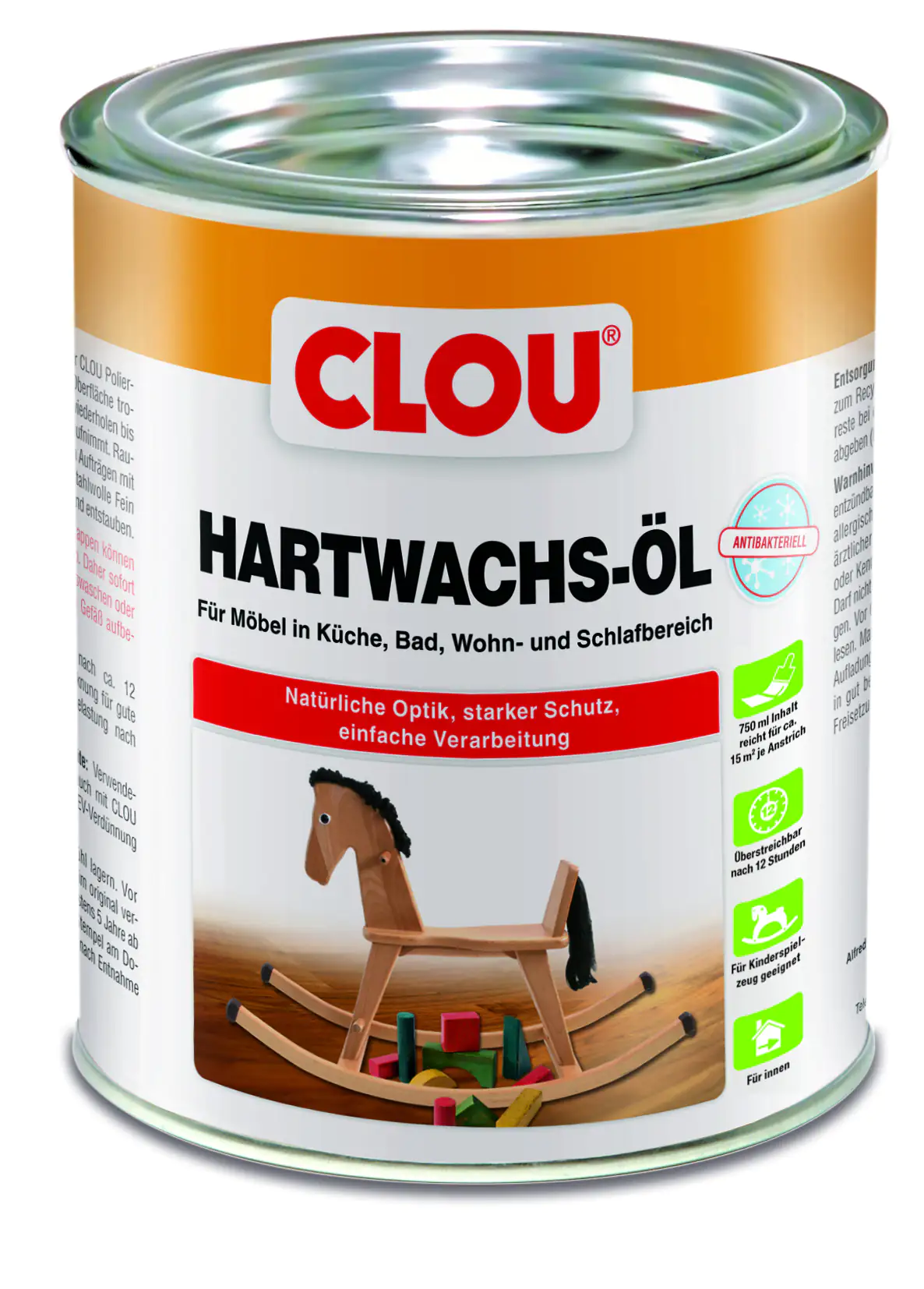 Clou Hartwachs Öl antibakteriell 750 ml Clou Hartwachs Öl antibakteriell 750 ml