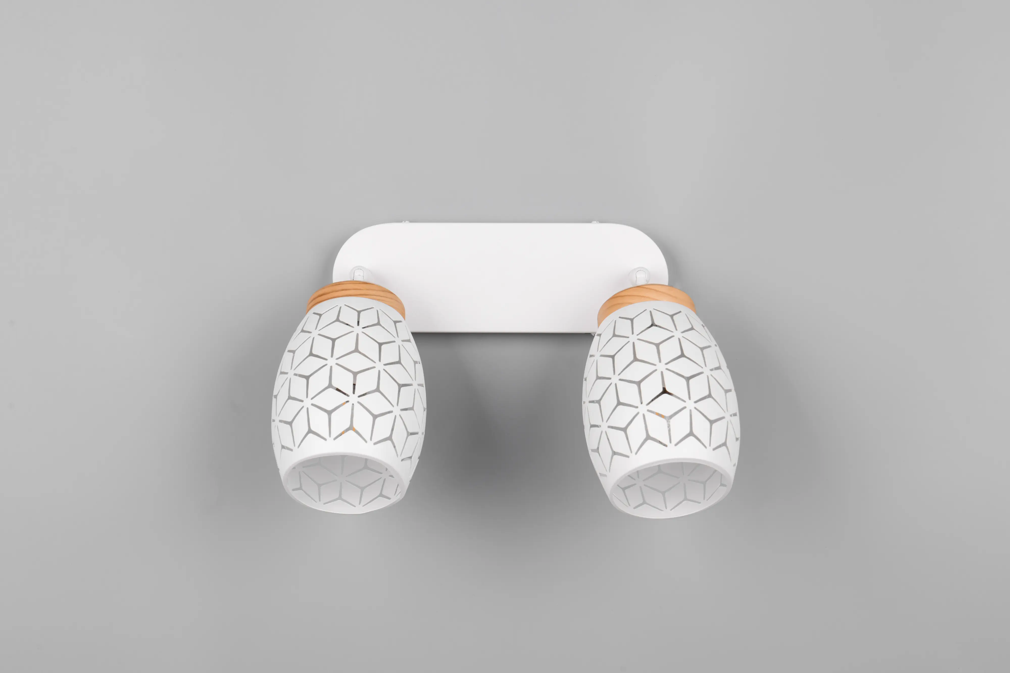 Trio LED-Deckenlampe 2er Spot Bidar 27 x 28 cm weiß matt/natur