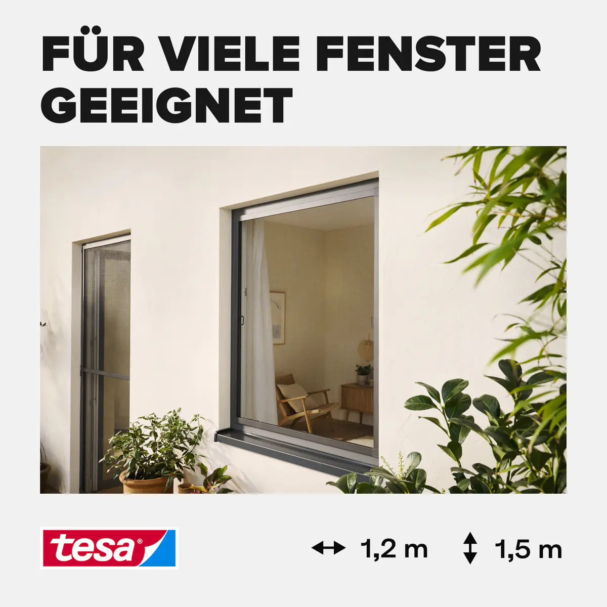 tesa Fliegengitter-Fenster Comfort im Alurahmen 120 x 150 cm anthrazit