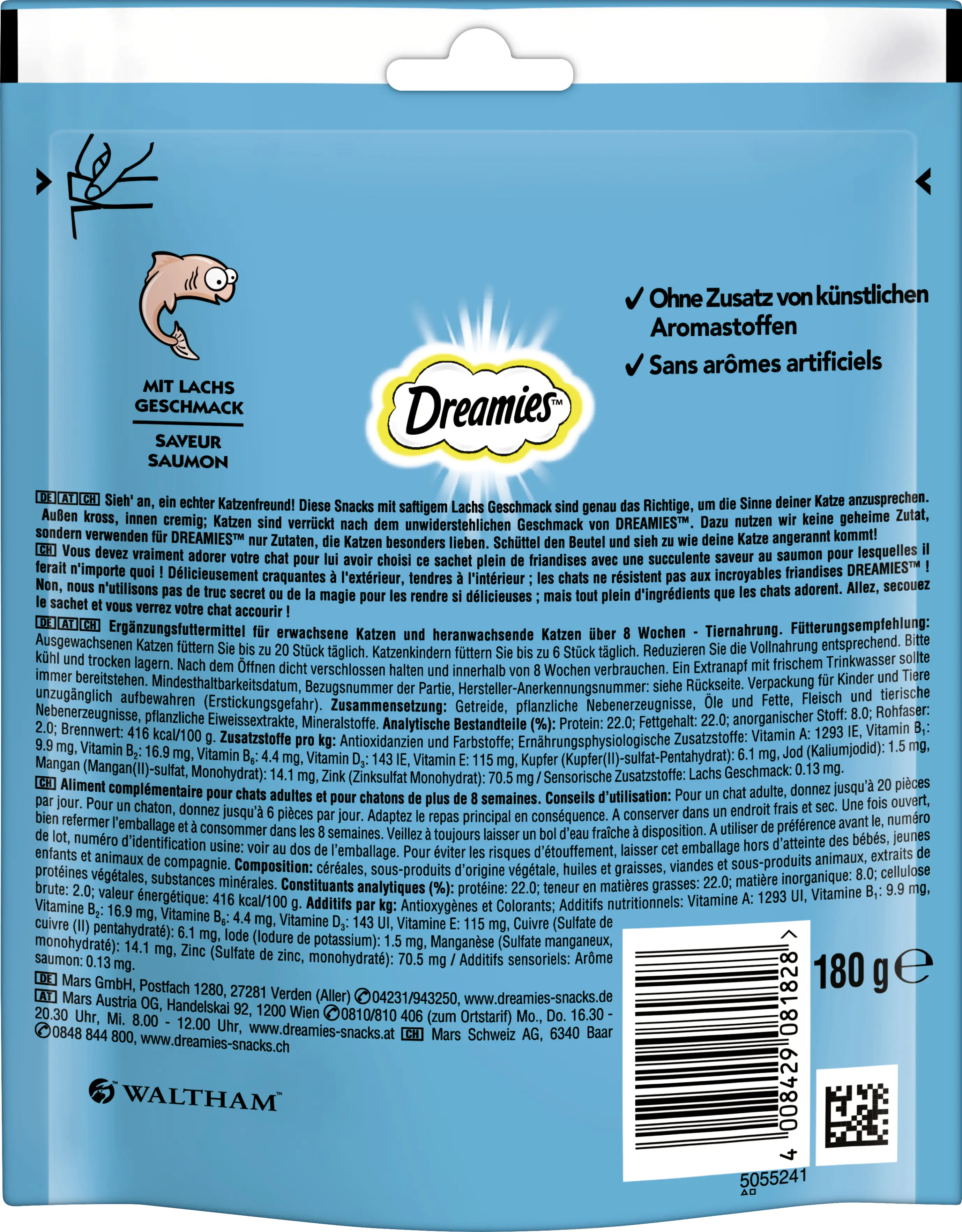 DREAMIES Katzensnack mit Lachs 180 g Mega Pack