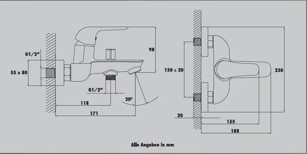 Primaster Badewannenarmatur Passau verchromt